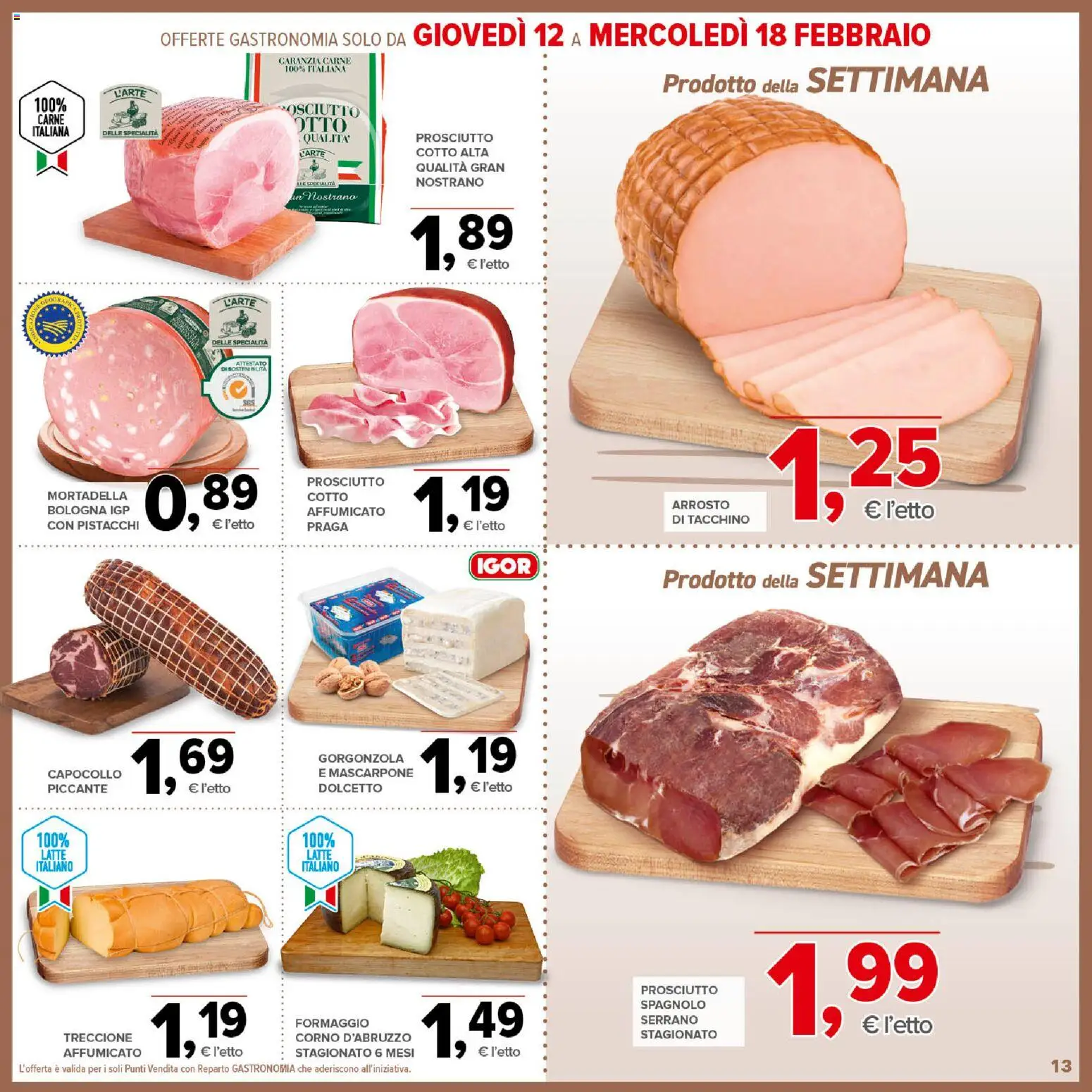 Volantino Todis del 05.02.2026 | Pagina: 13 | Prodotti: Tacchino, Formaggio, Mascarpone, Gorgonzola