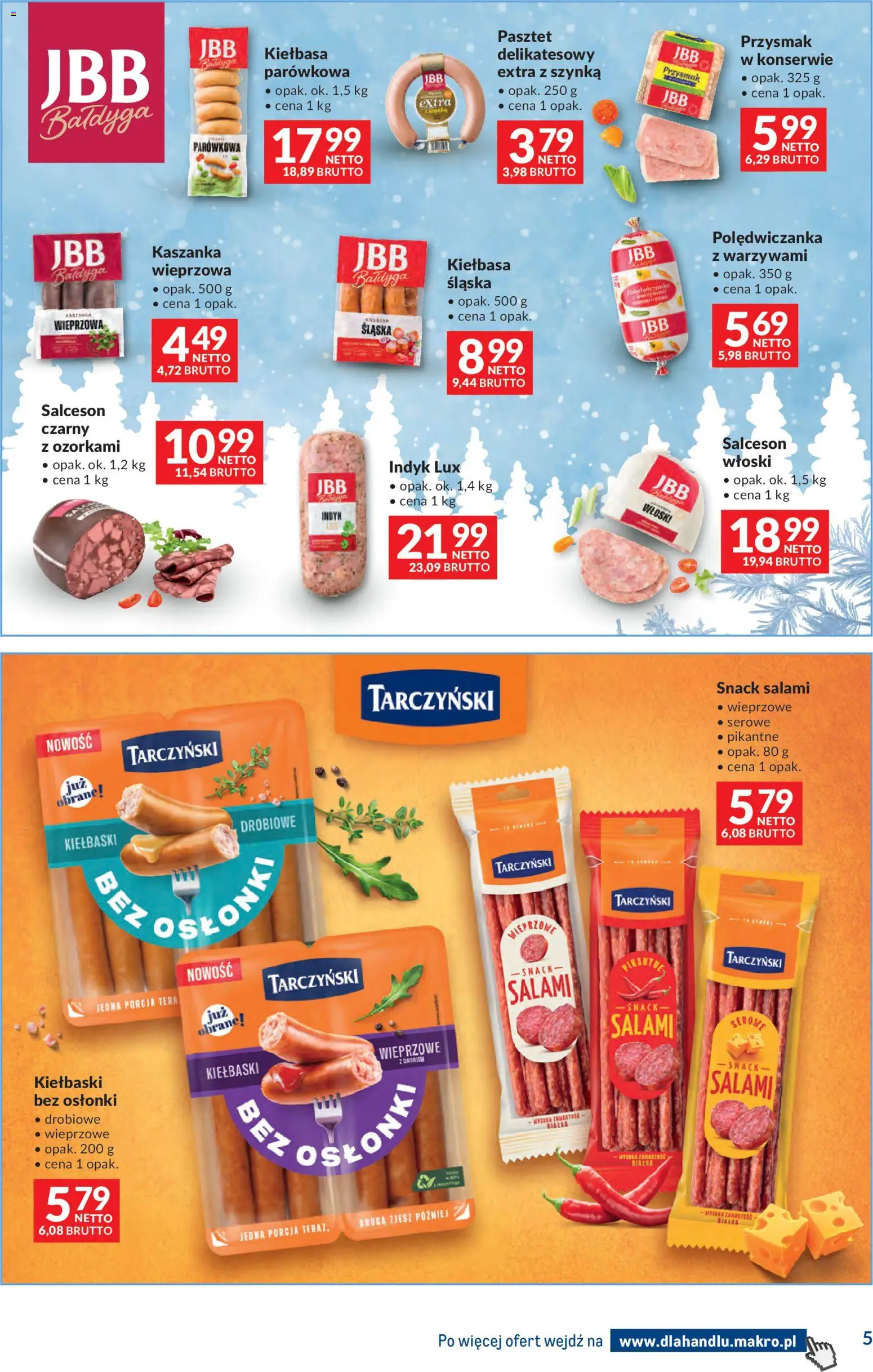 Makro Gazetka - Dystrybucja do sklepów od 07.01.2026 | Strona: 5 | Produkty: Kiełbasa, Kiełbaski, Szynka, Salami