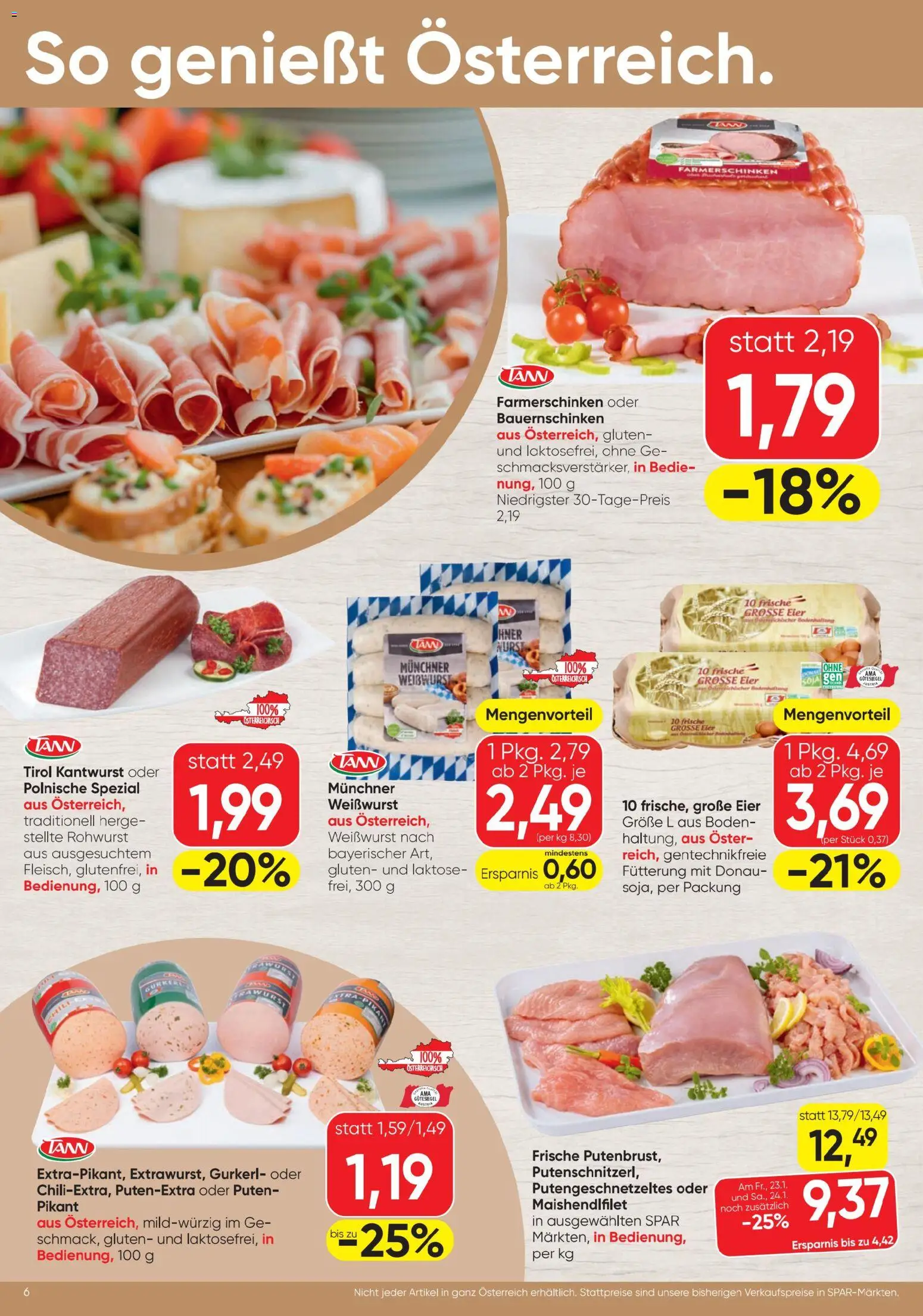 Spar Flugblatt gültig ab 22.01.2026 | Seite: 6 | Produkte: Wurst, Chili, Eier
