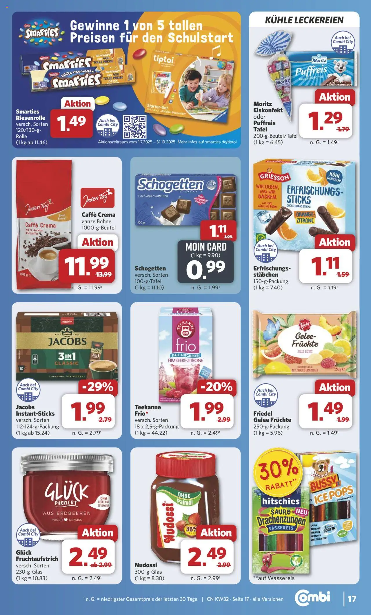 Combi Prospekt 	 - gültig ab dem 03.08.2025 | Seite: 19 | Produkte: Smarties, Pfirsich, Schogetten, Erdbeeren