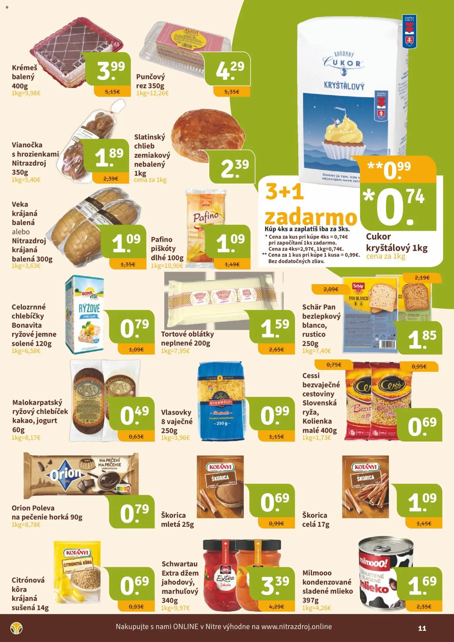 Nové Nitrazdroj akcie – leták je platný od 18.03.2026 | Strana: 11 | Produkty: Mlieko, Jogurt, Cestoviny, Vianočka