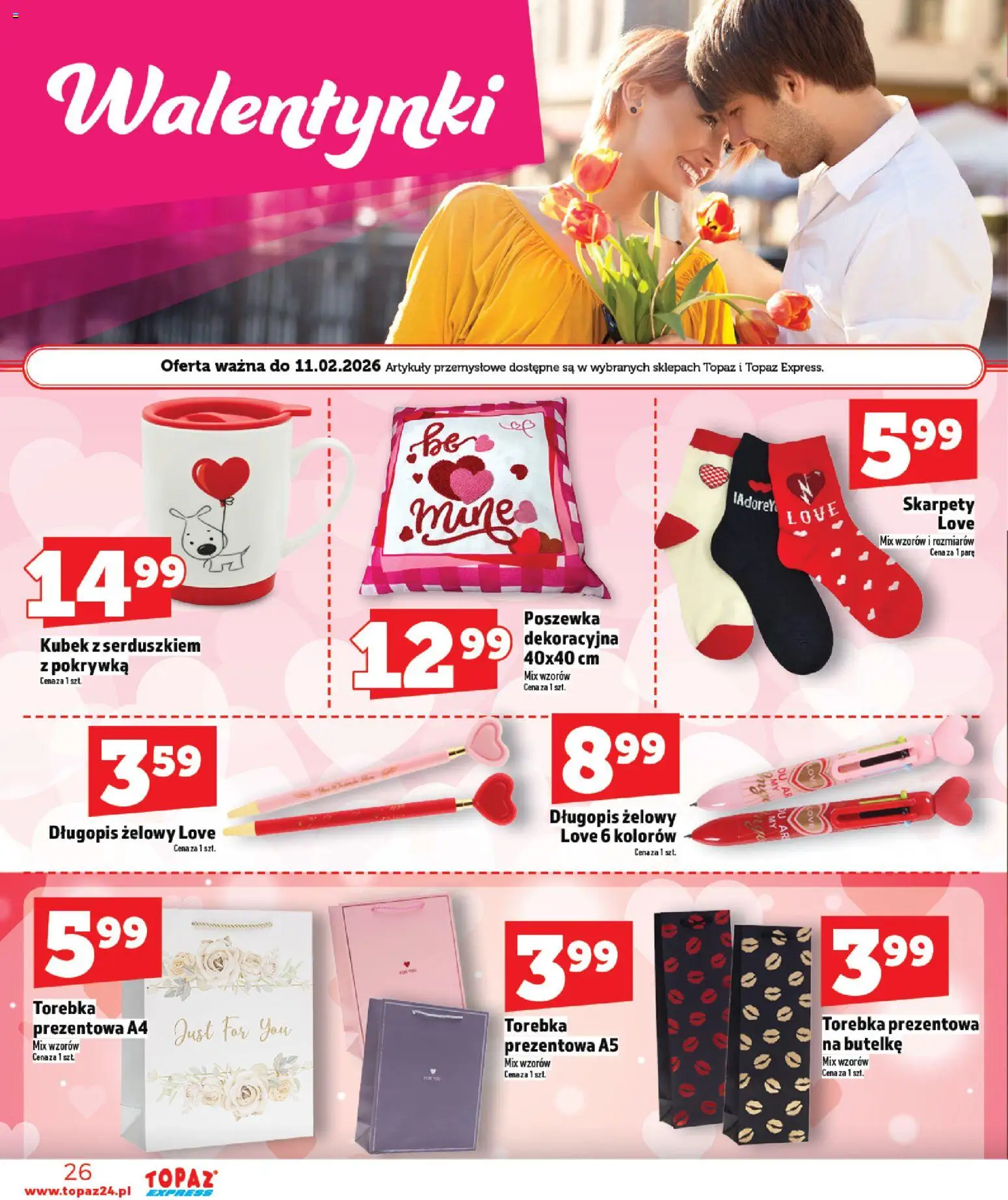 Topaz Gazetka - Express od 05.02.2026 | Strona: 26 | Produkty: Skarpety, Torebka, Artykuły przemysłowe