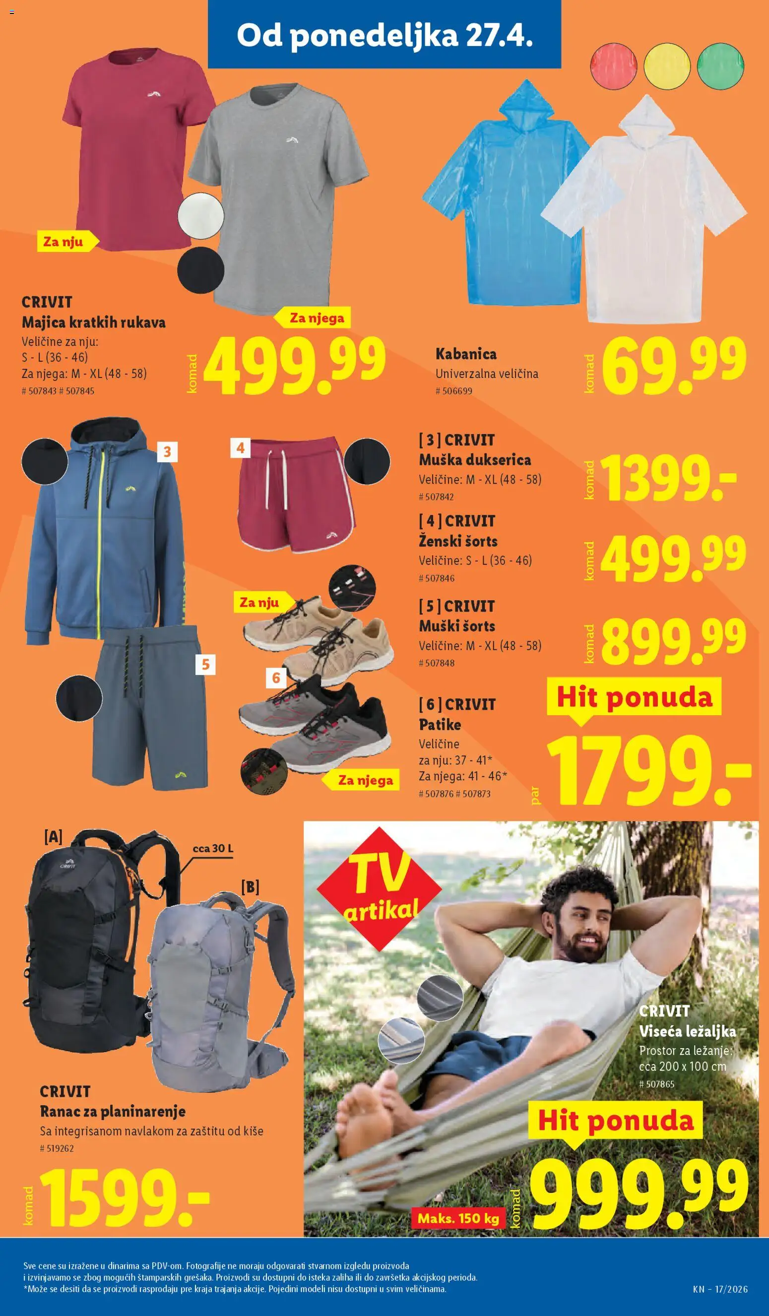 Lidl katalog - važi od 23.04.2026 | Strana: 89 | Proizvode: Ranac, Kabanica, Majica kratkih rukava, Patike