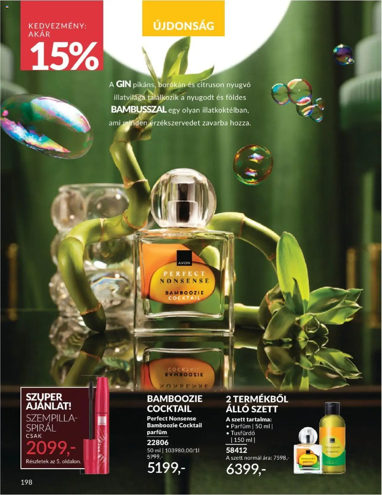 Avon akciós ujság - amely érvényes a következő dátumtól: 01.06.2025 | Oldal: 198 | Termékek: Szempillaspirál, Parfüm, Tusfürdő, Gin