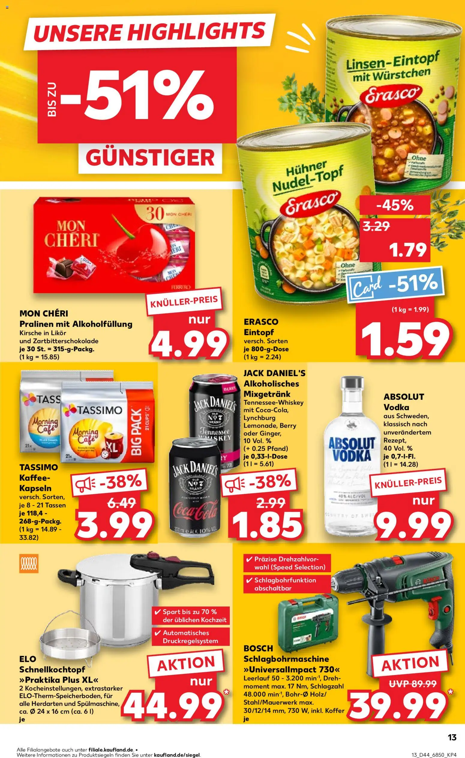 Kaufland prospekt Speyer	 – gültig ab 30.10.2025 | Seite: 13 | Produkte: Likör, Jack Daniel's, Erasco, Tassimo