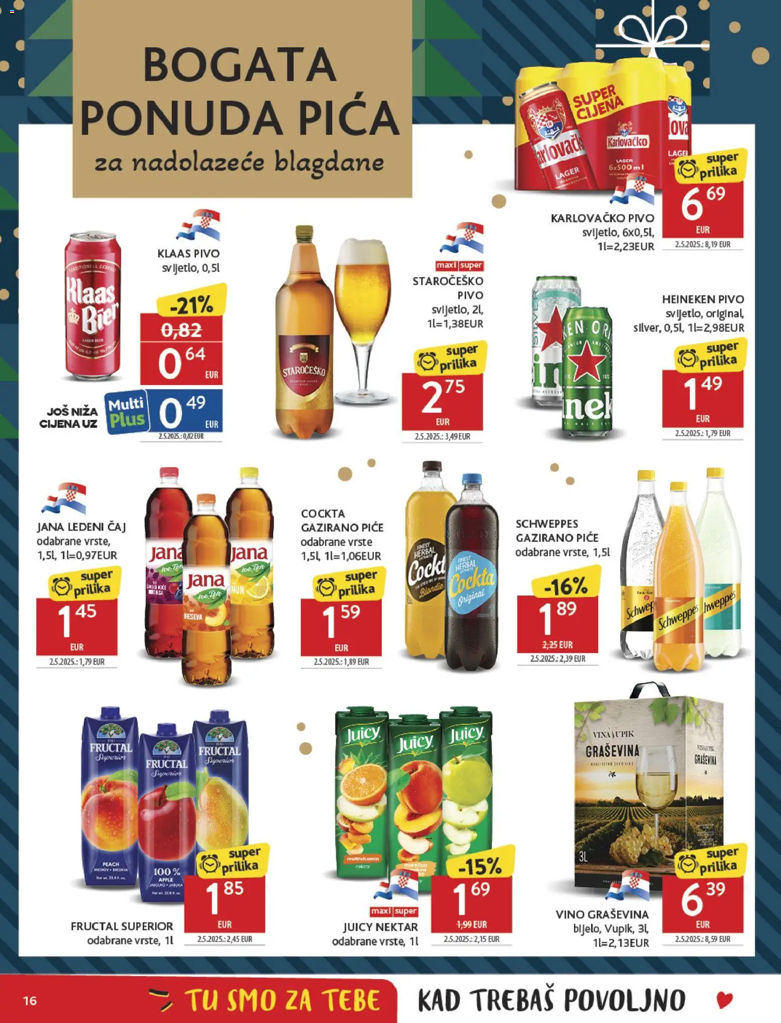 Konzum HR akciós ujság - amely érvényes a következő dátumtól: 17.12.2025 | Oldal: 16 | Termékek: Heineken, Ice tea, Tea, Multivitamin