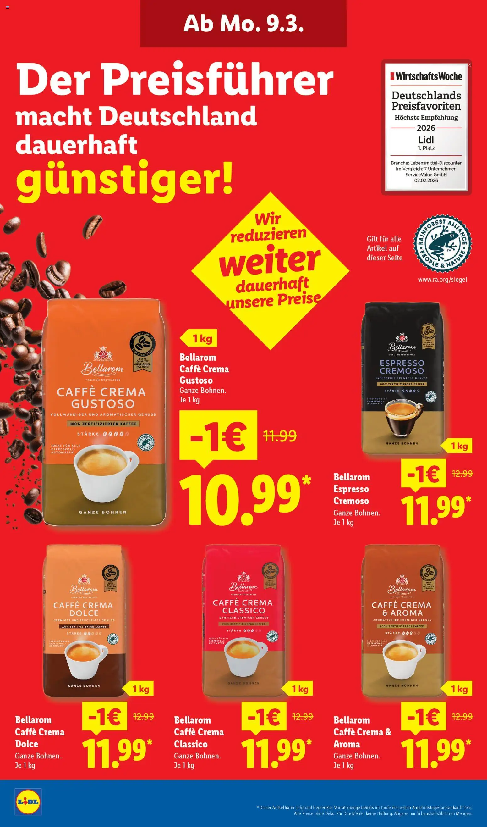 Lidl Prospekt Kornwestheim – gültig ab 09.03.2026 | Seite: 2 | Produkte: Kaffee