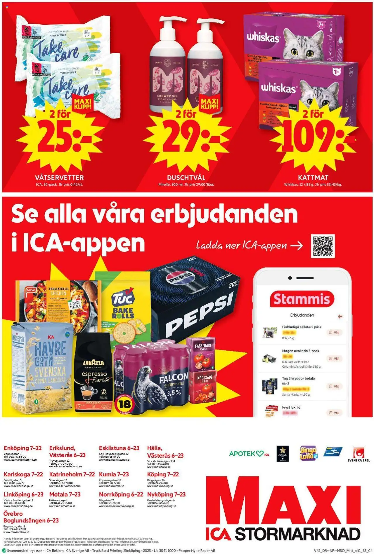ICA Maxi reklamblad aktuell från 13.10.2025 | Sida: 12 | Produkter: Havregryn, Tomater, Papper, Spel