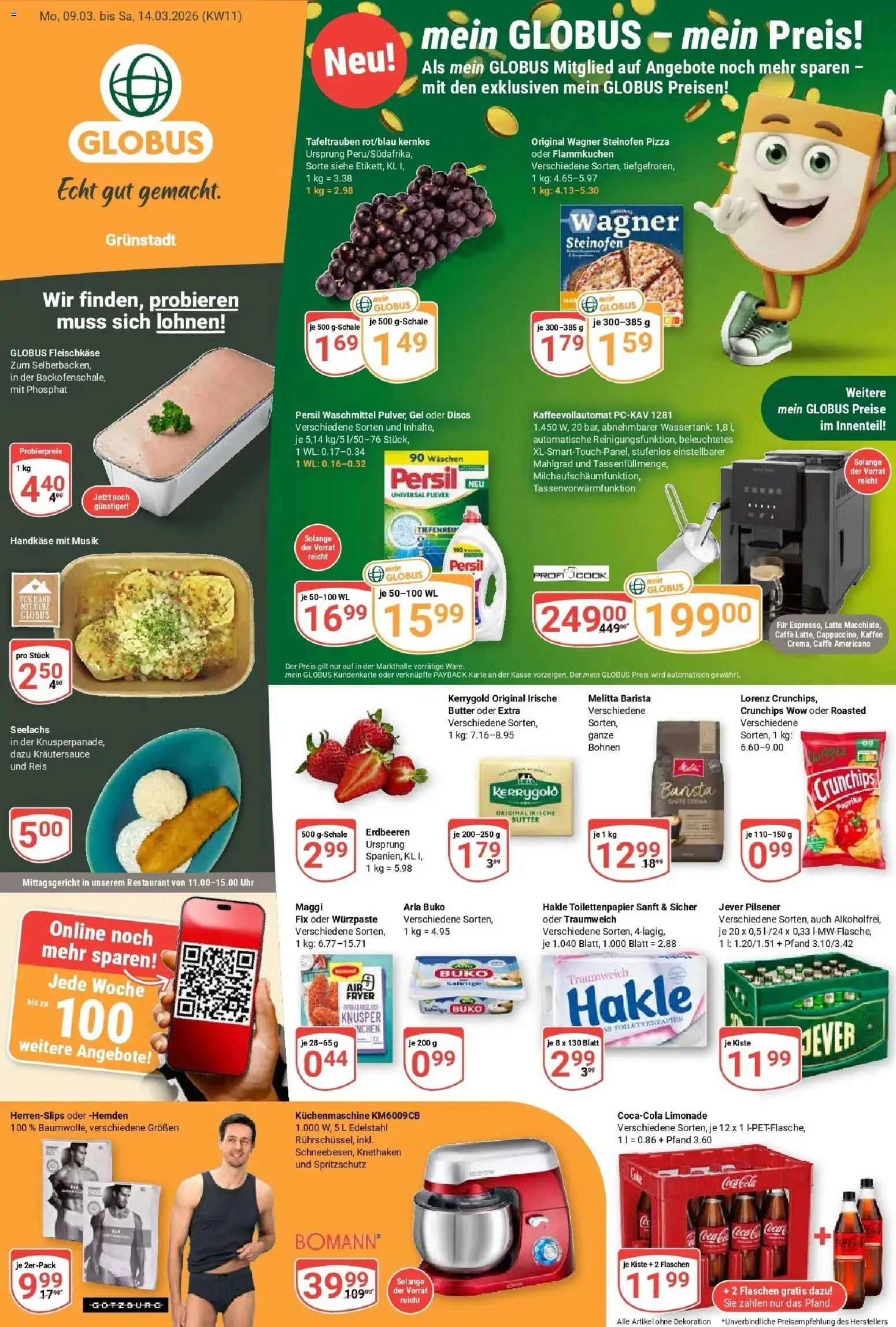 Globus prospekt Grünstadt	 – gültig ab 09.03.2026 | Seite: 1 | Produkte: Maggi, Butter, Kaffee, Paprika
