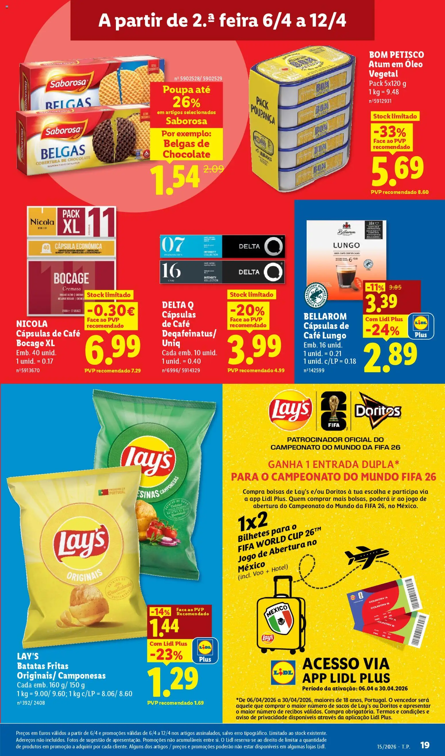 Lidl folheto │ válido de 06.04.2026 | Página: 19 | Produtos: Óleo, Café, Chocolate, Batatas fritas