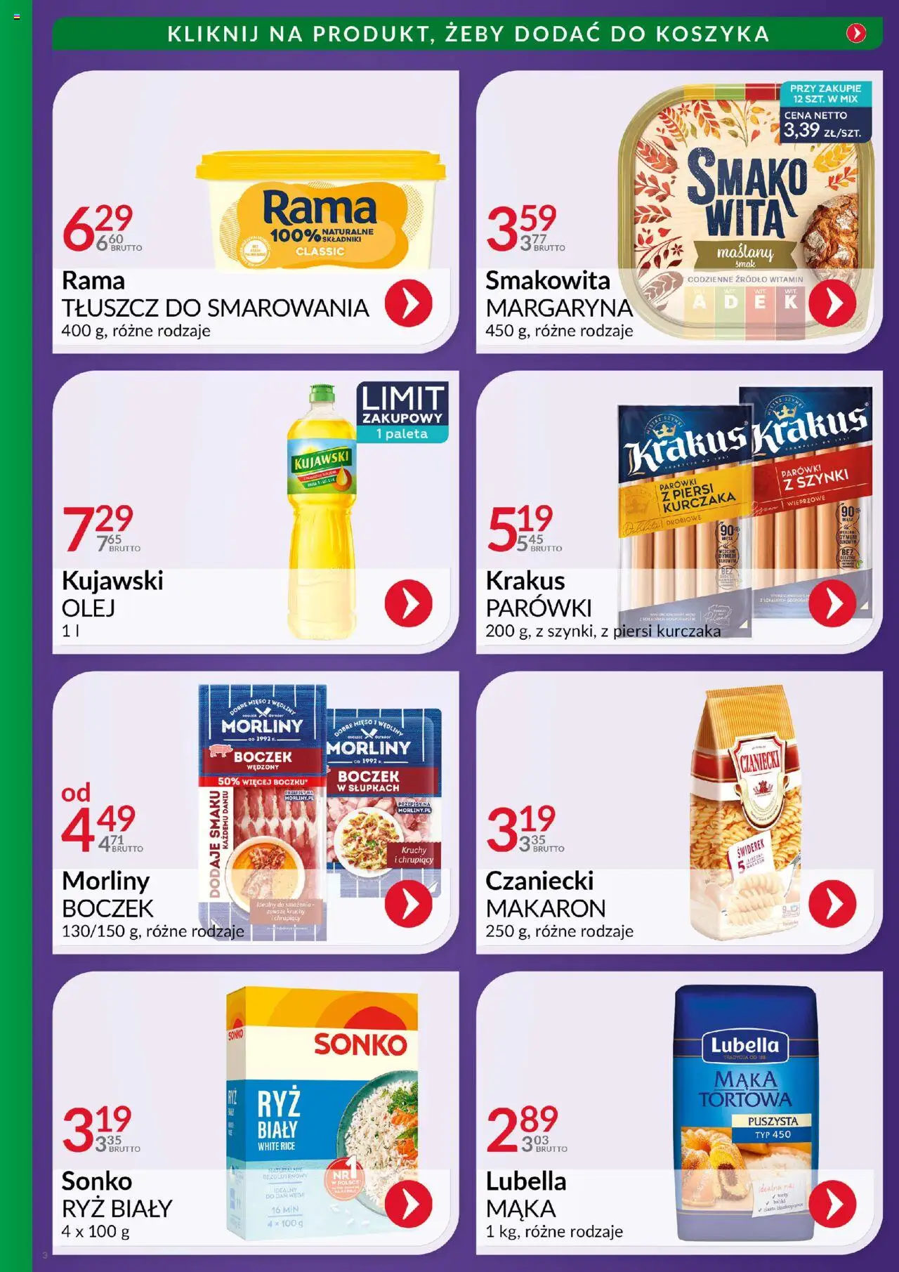 Eurocash Gazetka - Ofensywa Cenowa Spożywcza od 19.10.2025 | Strona: 3 | Produkty: Mięso, Parówki, Ryż, Makaron