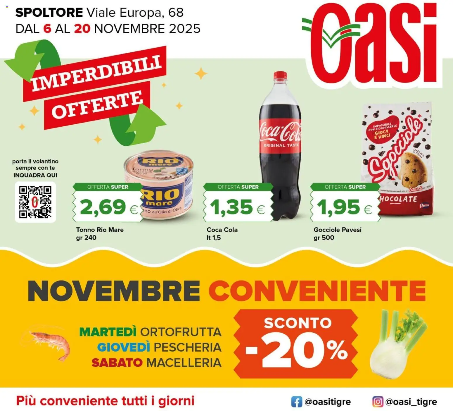 Volantino Oasi del 06.11.2025 | Pagina: 1 | Prodotti: Tè, Tonno, Coca Cola