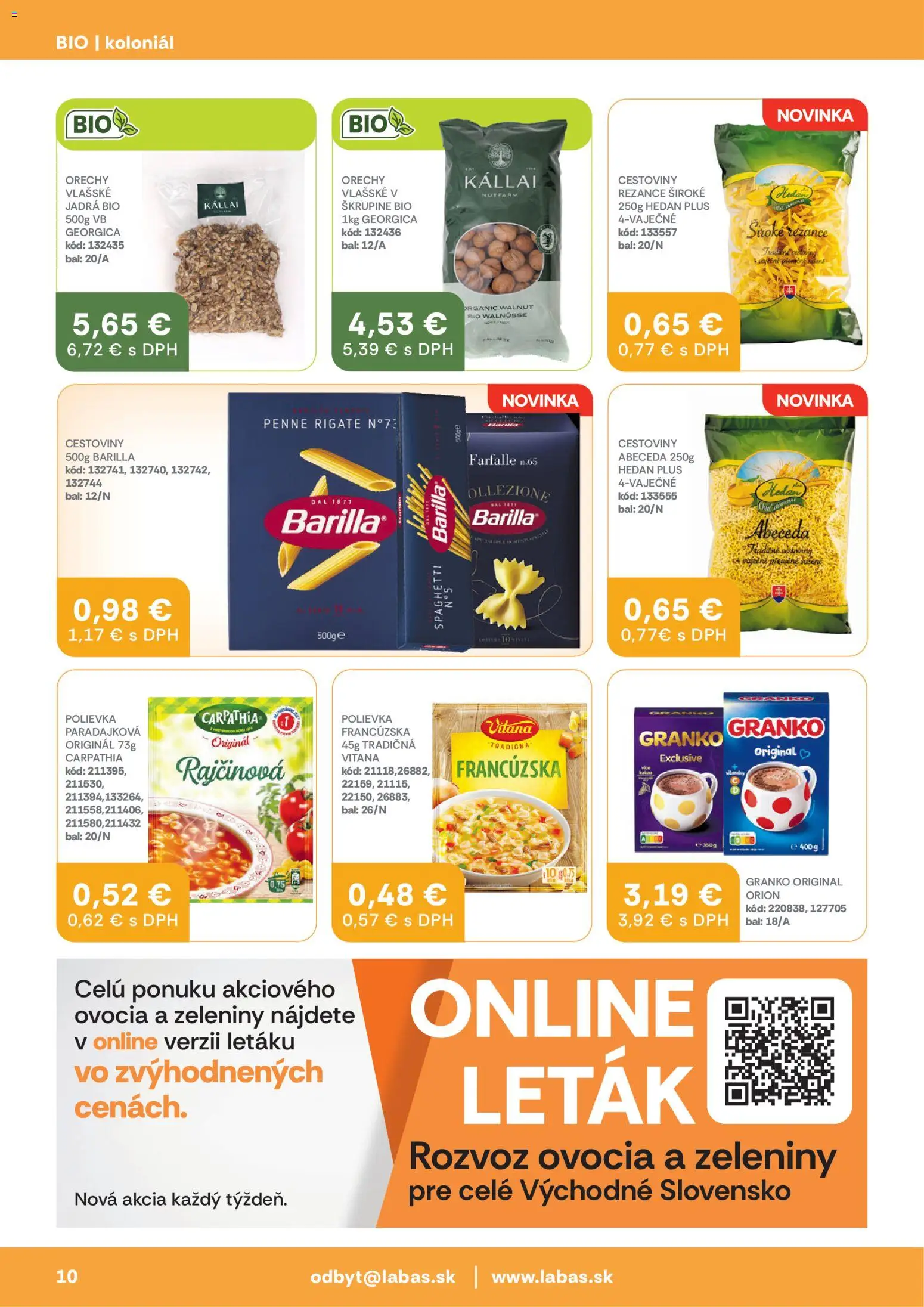 Nové Labaš akcie – leták je platný od 27.03.2026 | Strana: 10 | Produkty: Penne, Rezance, Orechy, Granko
