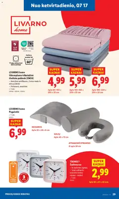 LIDL leidinys - Ne maisto prekių pasiūlymai│galioja nuo 14.07.2025 | Puslapis: 29 | Prekių: Pagalvėlė, Žadintuvas