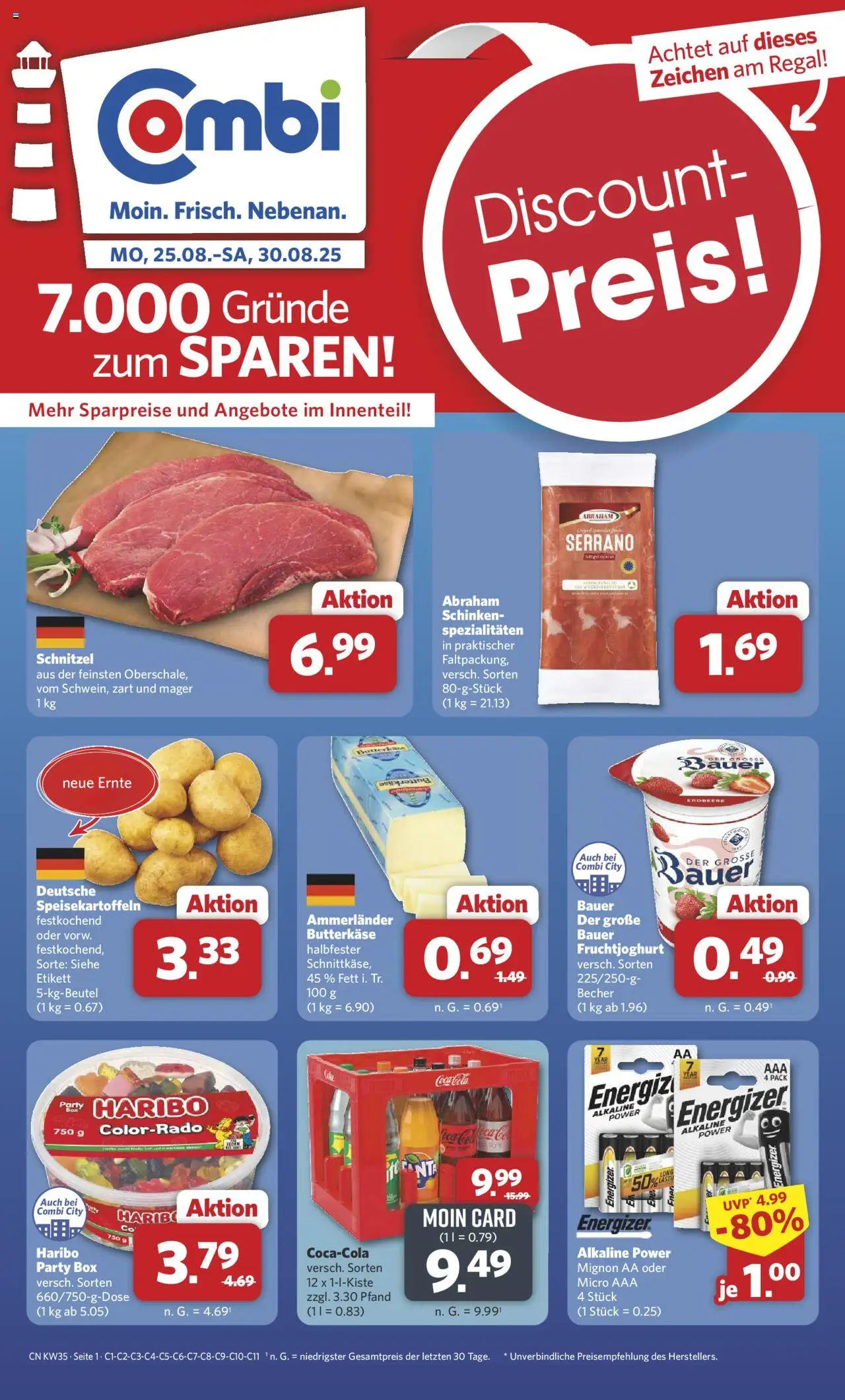 Combi Prospekt 	 - gültig ab dem 25.08.2025 | Seite: 1 | Produkte: Coca cola, Haribo, Box, Schinken