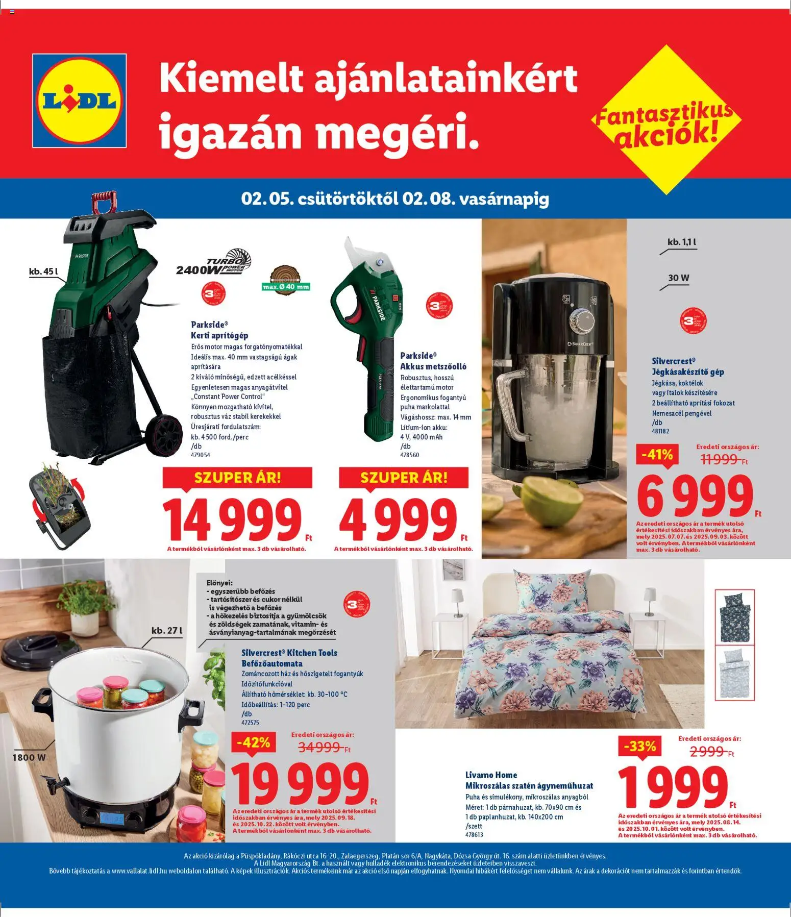 Lidl akciós ujság - amely érvényes a következő dátumtól: 05.02.2026 | Oldal: 4 | Termékek: Parkside, Aprítógép, Ágyneműhuzat, Metszőolló