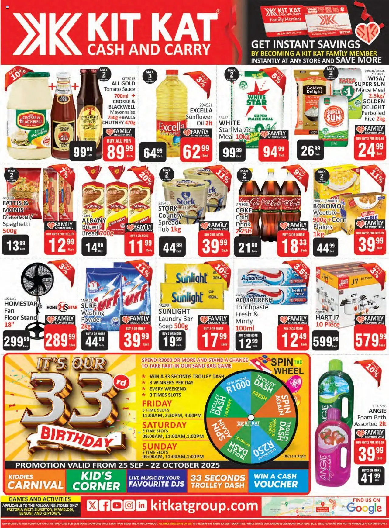 New KIT KAT Cash & Carry catalogue – valid from 25.09.2025 | Page: 1 | Products: Coke, Maize meal, Snacks, Toothpaste
