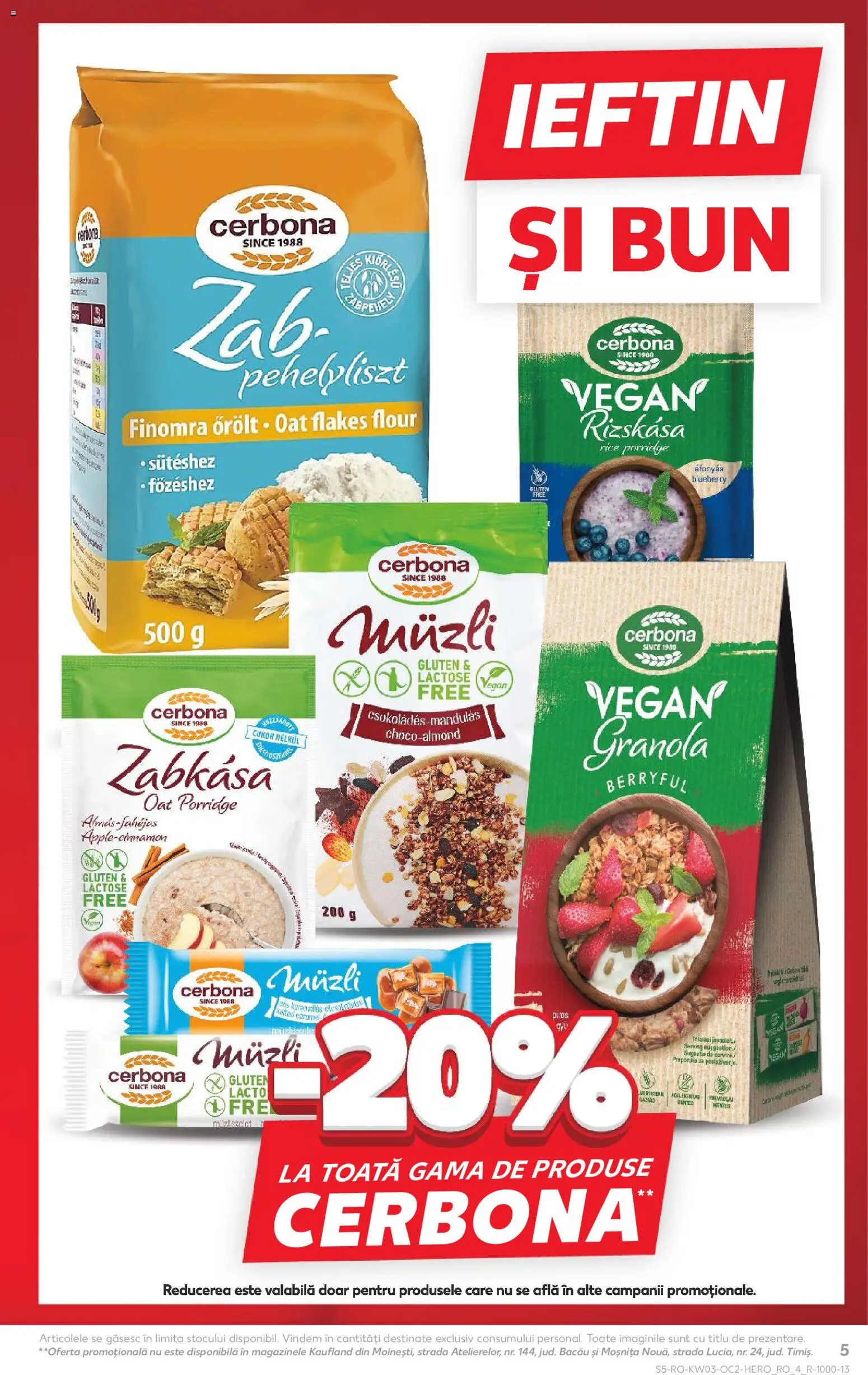 Kaufland RO akciós ujság - amely érvényes a következő dátumtól: 14.01.2026 | Oldal: 5 | Termékek: Müzli, Zabkása, Granola, Vegán