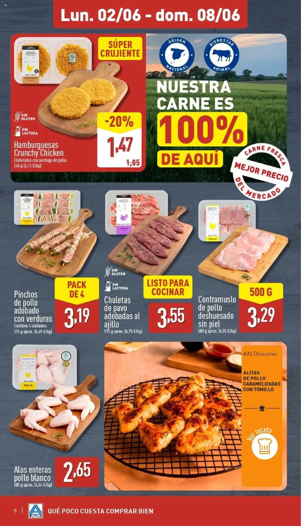 Aldi folleto Península │ válido desde el 02.06.2025 | Página: 8 | Productos: Chuletas de pavo