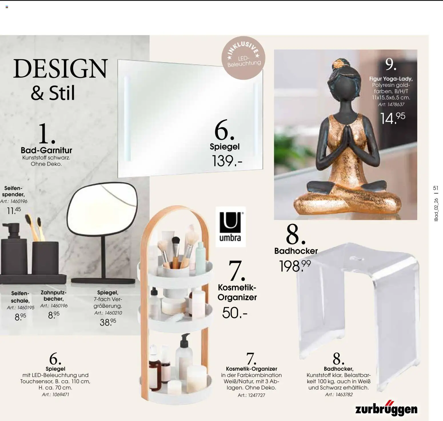 Zurbrüggen Bad Design Trends – gültig ab 23.03.2026 | Seite: 51 | Produkte: Spiegel, Badhocker