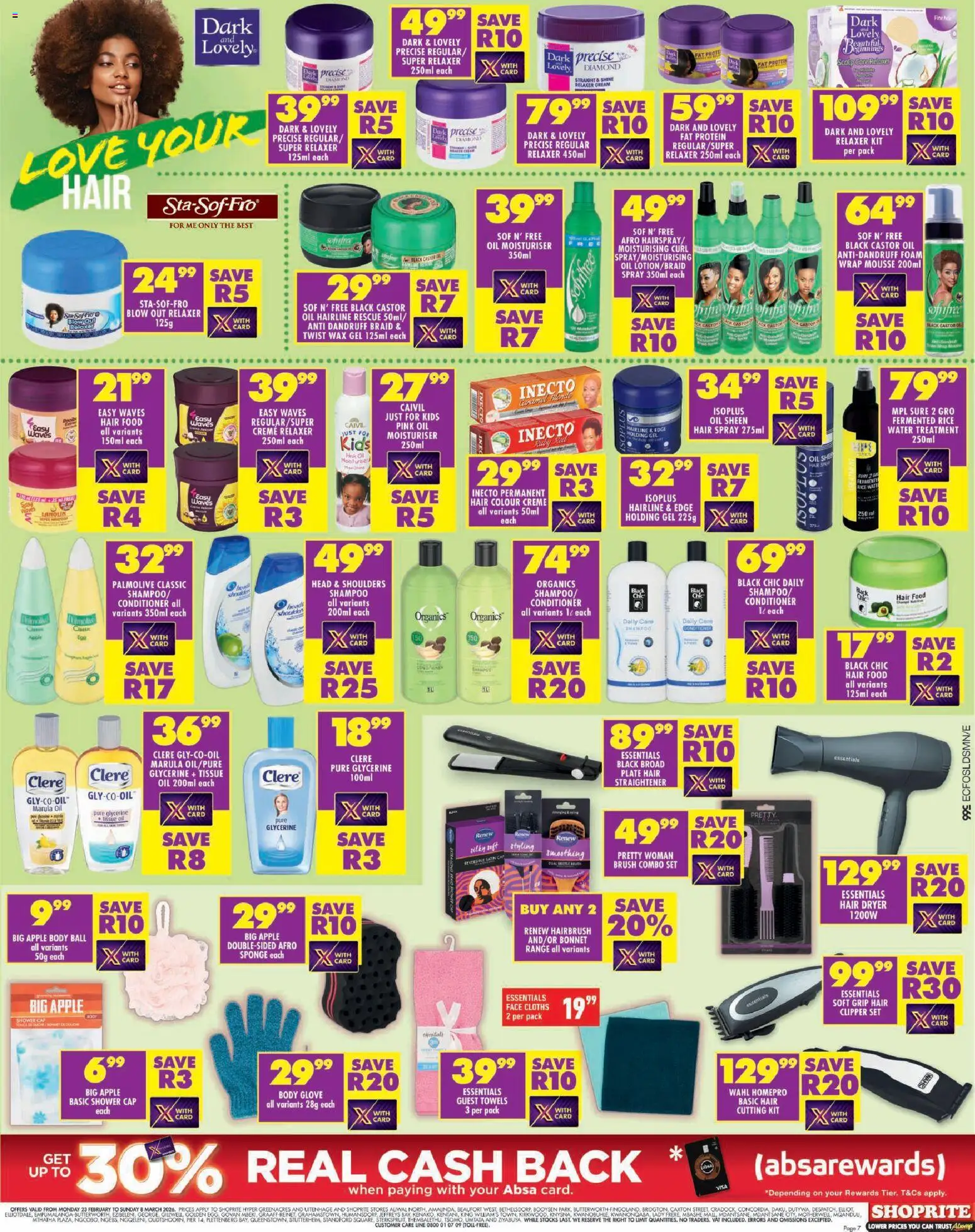 New Shoprite catalogue – valid from 23.02.2026 | Page: 7 | Products: Oil, Conditioner, Foam, Relaxer