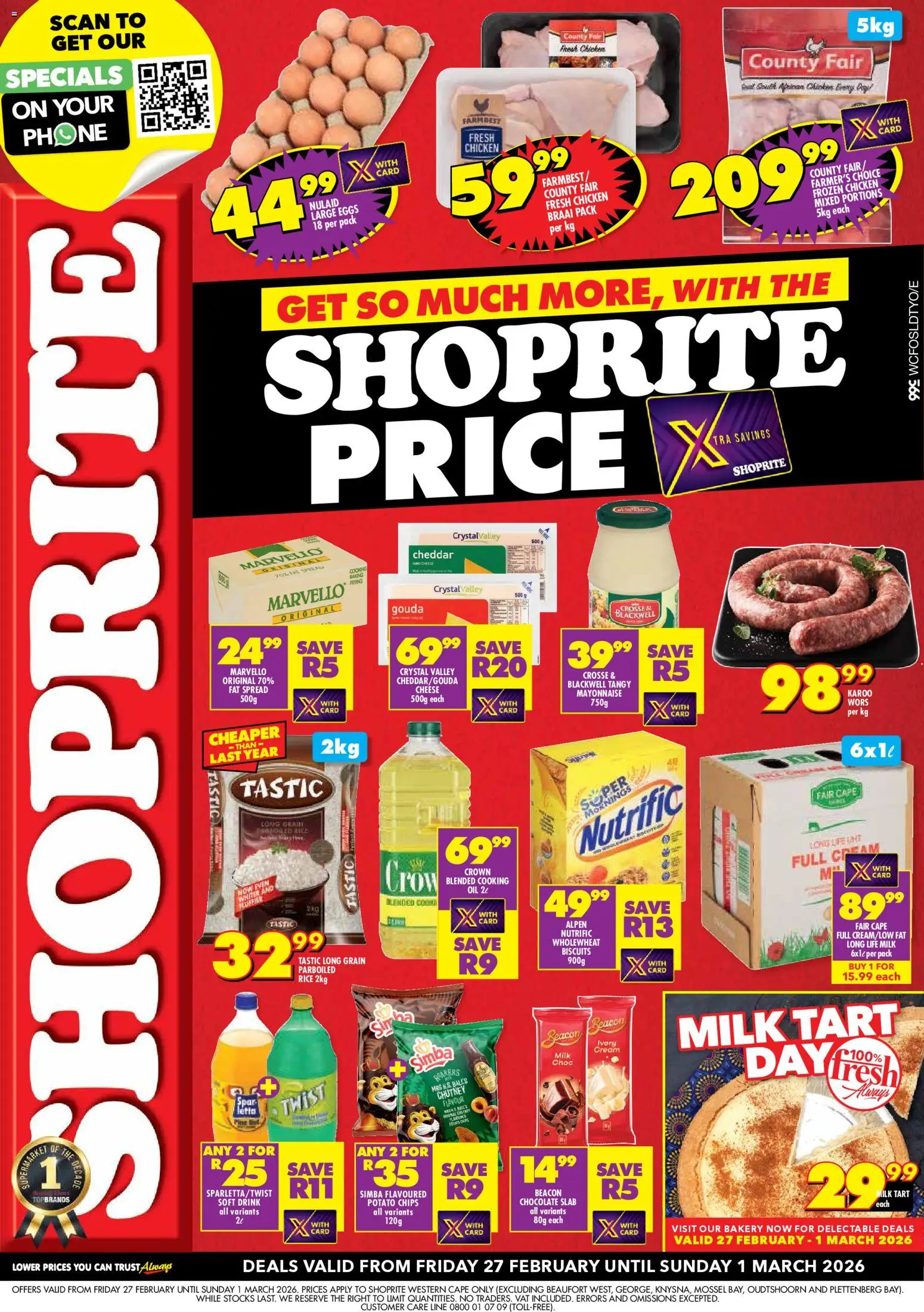 New Shoprite catalogue – valid from 27.02.2026 | Page: 1 | Products: Chutney, Milk, Cheese, Fat spread