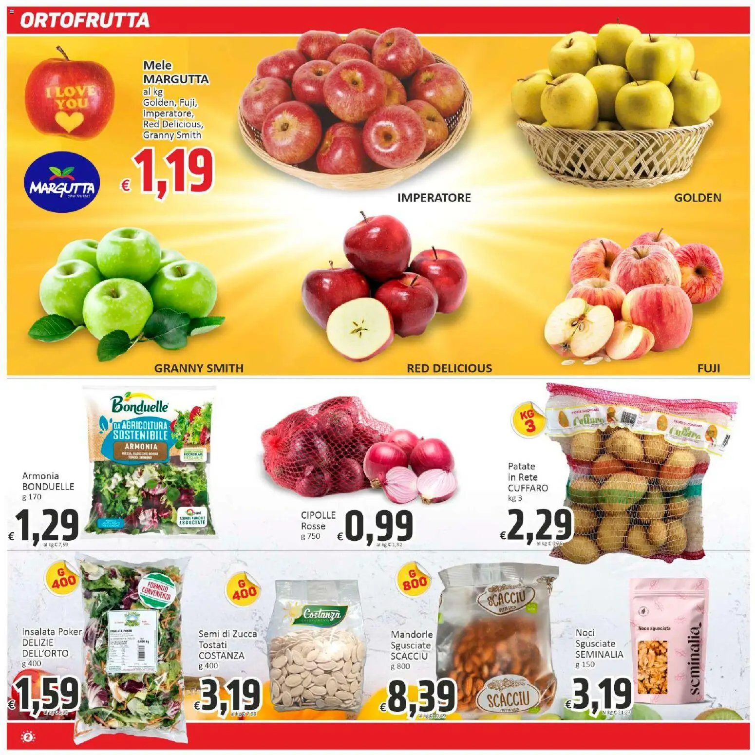 Volantino Paghi Poco del 30.01.2026 | Pagina: 2 | Prodotti: Mele, Cipolle, Mandorle, Zucca