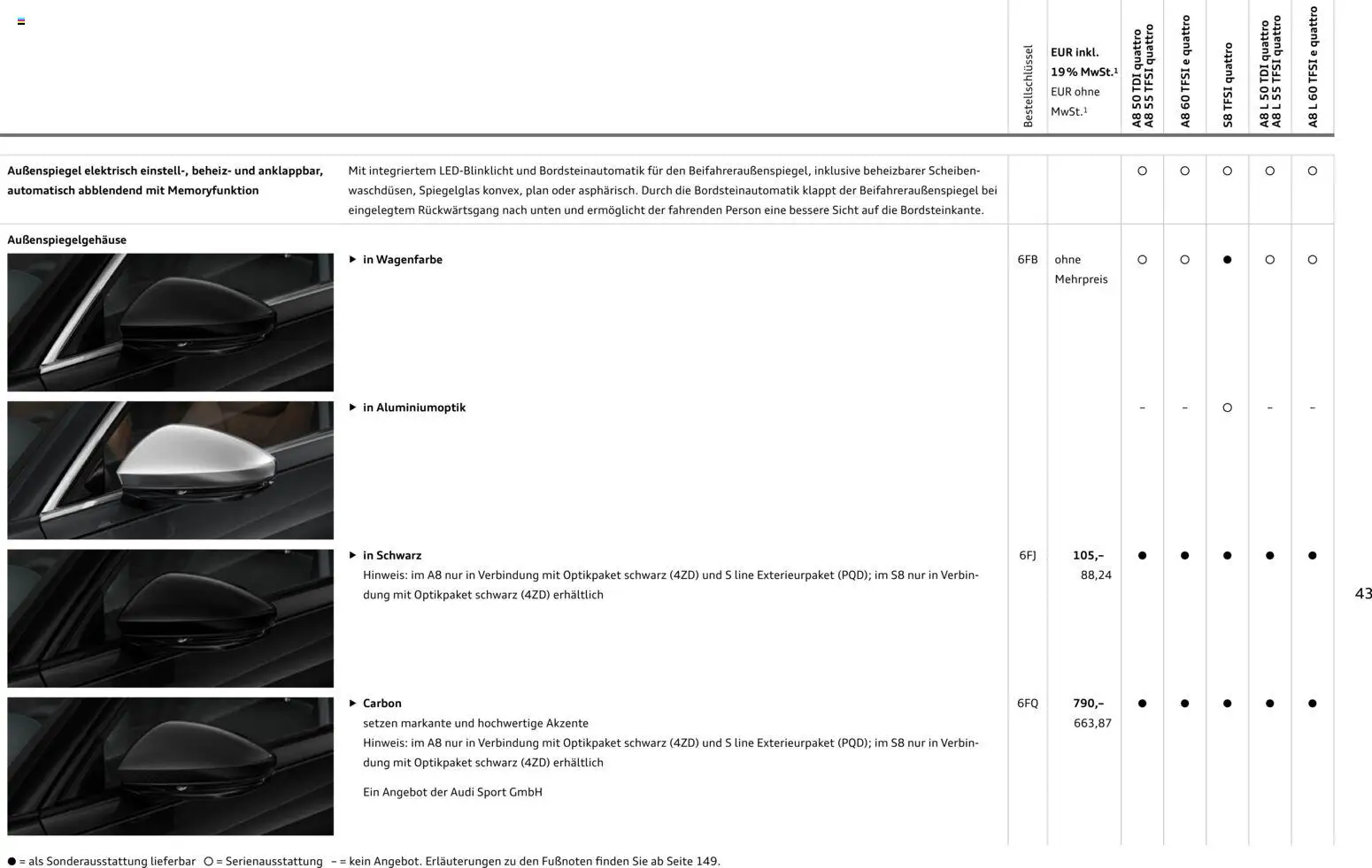 Audi A8 – gültig ab 28.10.2025 | Seite: 43