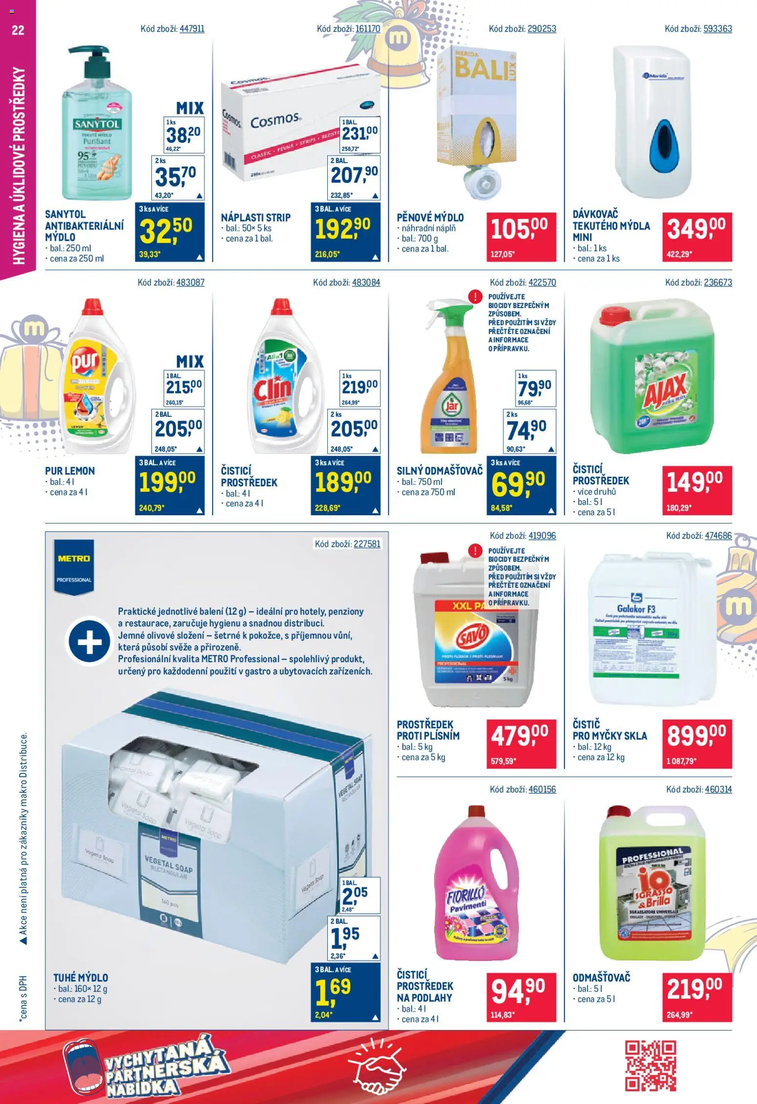 Makro leták - Gastronomie od 19.11.2025 | Strana: 22 | Produkty: Clin, Dávkovač, Savo, Sanytol