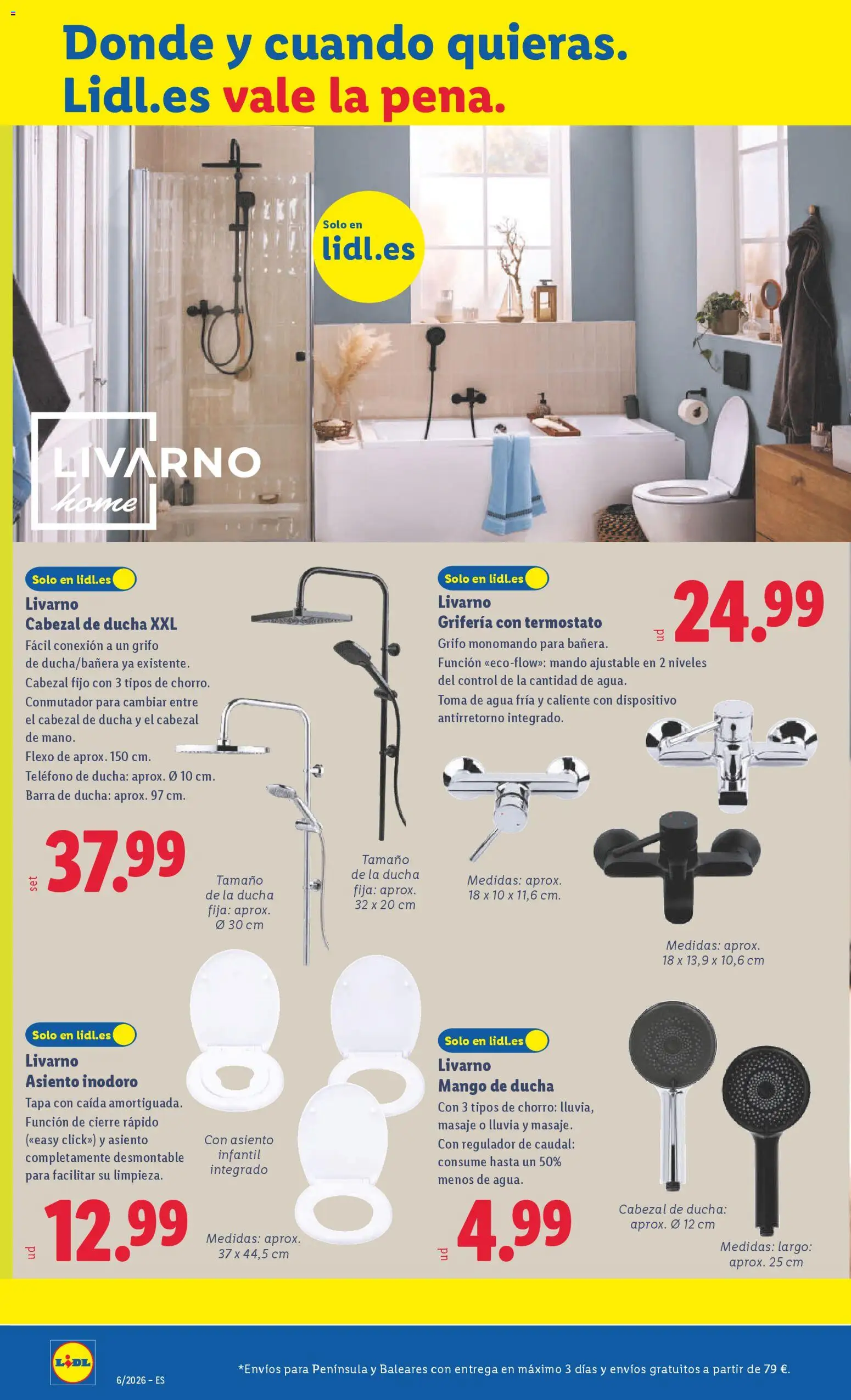 Lidl folleto de bazar │ válido desde el 02.02.2026 | Página: 12 | Productos: Barra de ducha, Teléfono, Ρούτερ, Ducha