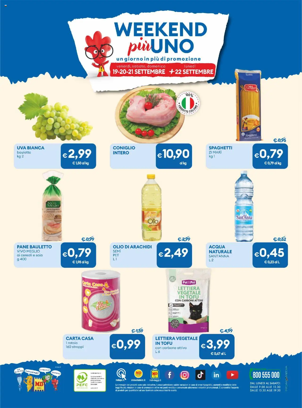 Volantino MD Discount del 09.09.2025 | Pagina: 30 | Prodotti: Acqua, Olio, Acqua naturale, Arachidi