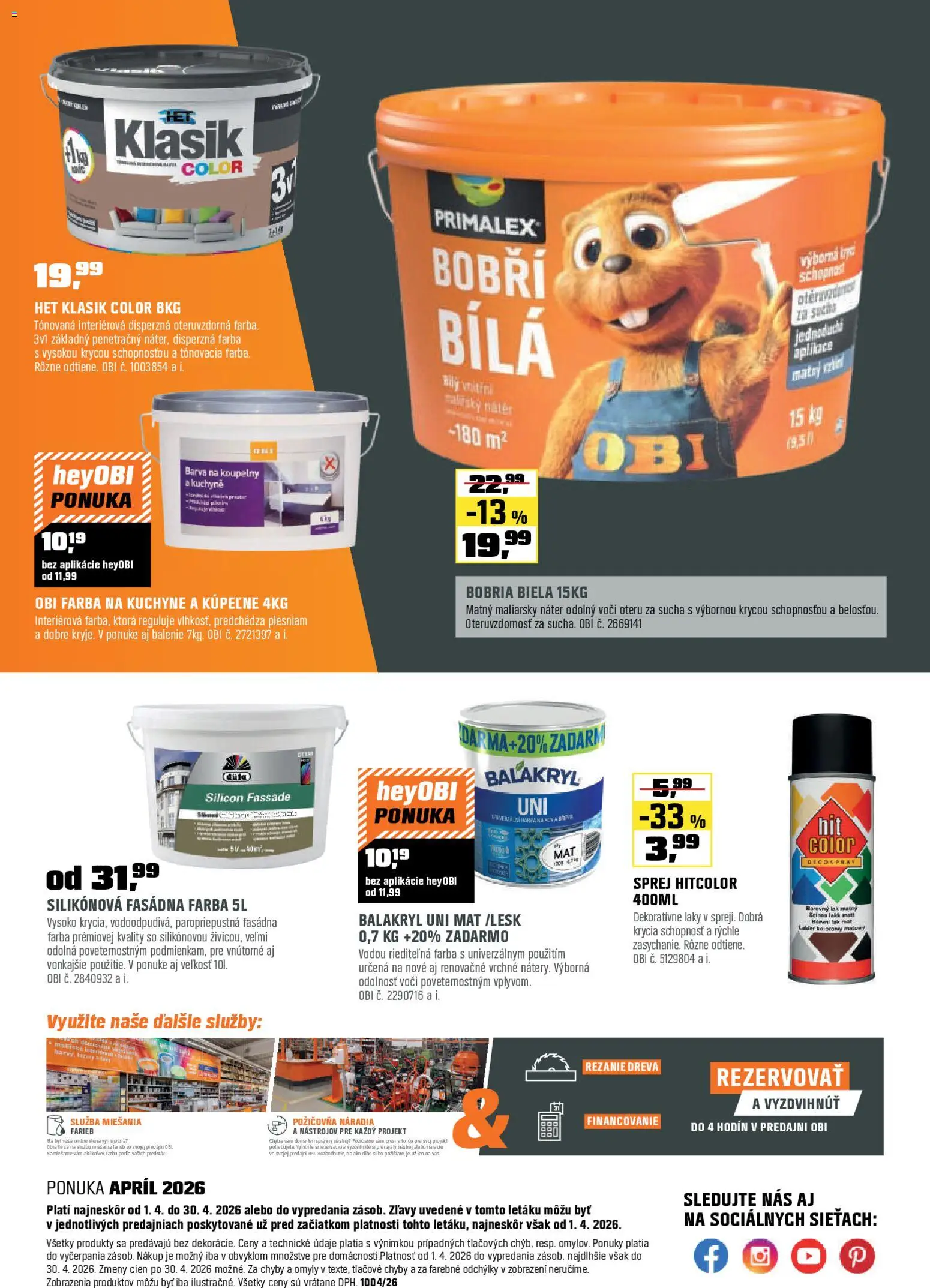 Nové OBI akcie – leták je platný od 01.04.2026 | Strana: 26 | Produkty: Náradie, Kuchyne