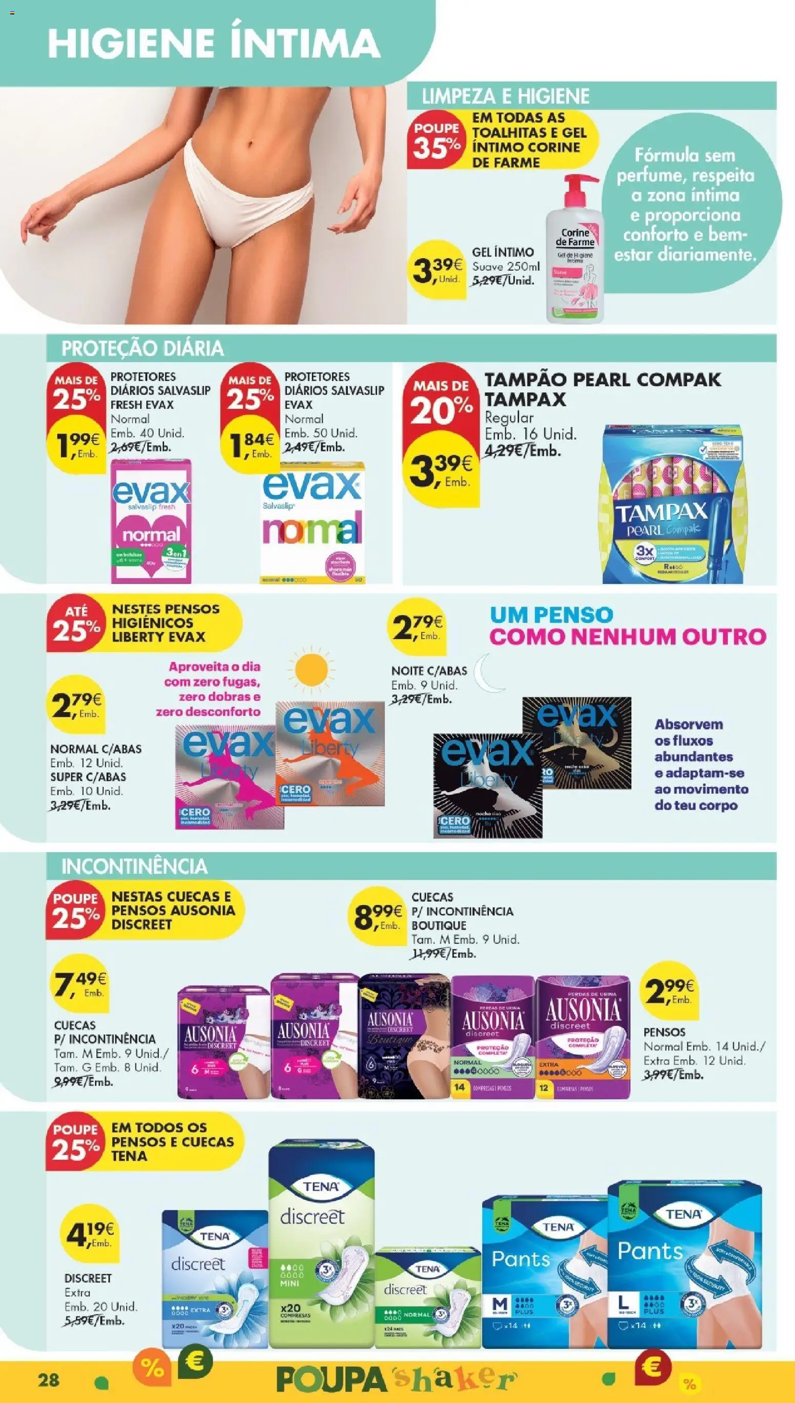 Pingo Doce Poupe Esta Semana Madeira │ válido de 24.02.2026 | Página: 28 | Produtos: Pensos higiénicos, Bodies, Cuecas