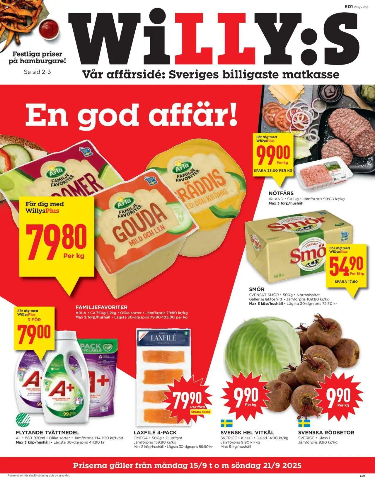 Willys reklamblad aktuell från 15.09.2025 | Sida: 1