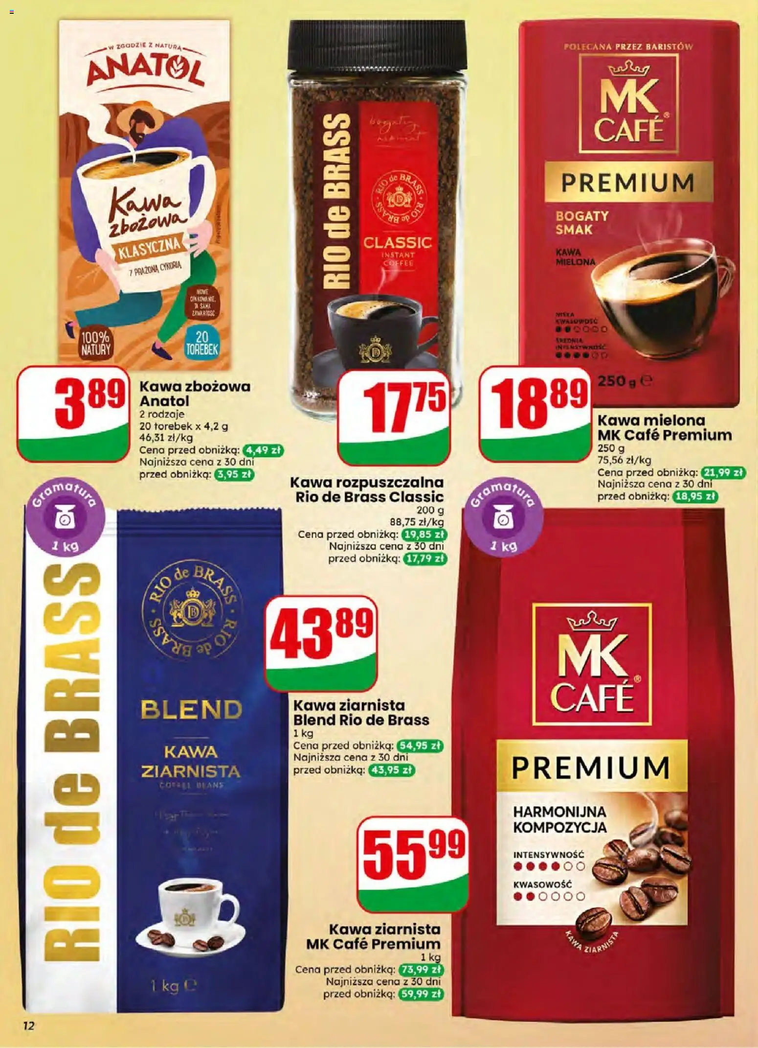 Dino gazetka od 15.04.2026 | Strona: 12 | Produkty: Kawa ziarnista, Kawa rozpuszczalna, Kawa