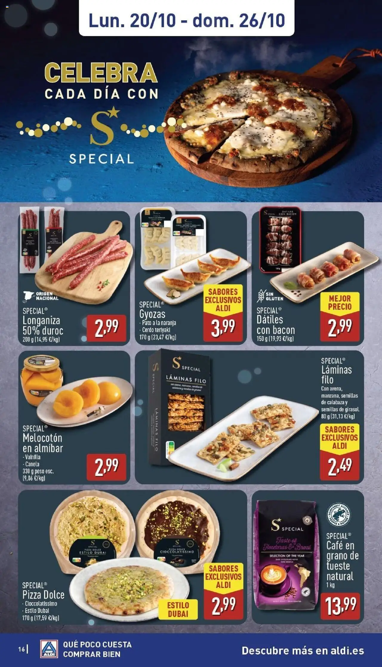 Aldi folleto Península │ válido desde el 20.10.2025 | Página: 16 | Productos: Πράσινο τσάι, Pizza, Cerdo, Longaniza