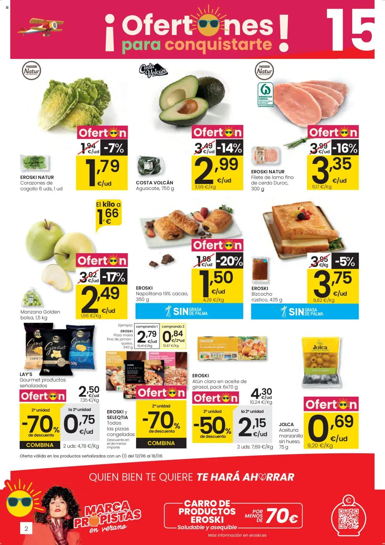 Eroski - Para conquistarte Mercat │ válido desde el 12.06.2025 | Página: 2 | Productos: Aceite, Chocolate, Jamón, Bizcocho