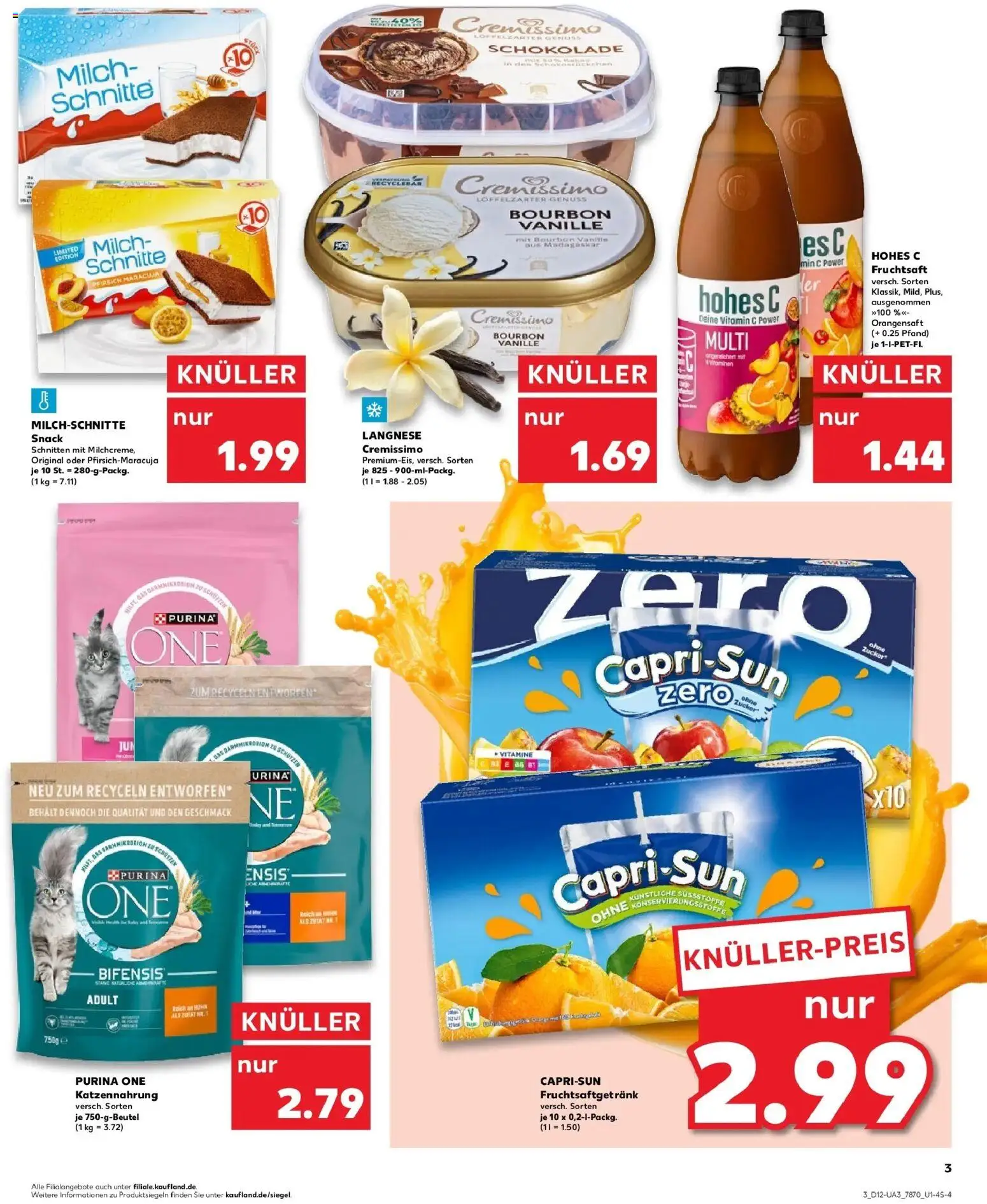 Kaufland Prospekt Weingarten	 – gültig ab 19.03.2026 | Seite: 3 | Produkte: Langnese cremissimo, Capri sun, Milch, Bourbon