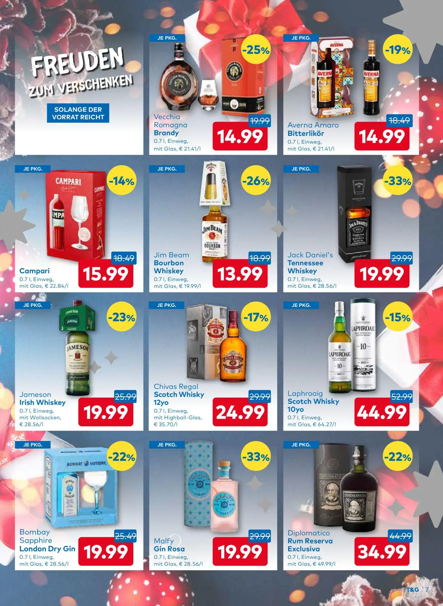 T&G Flugblatt gültig ab 18.12.2025 | Seite: 7 | Produkte: Whiskey, Nauriit, Regal, Bourbon
