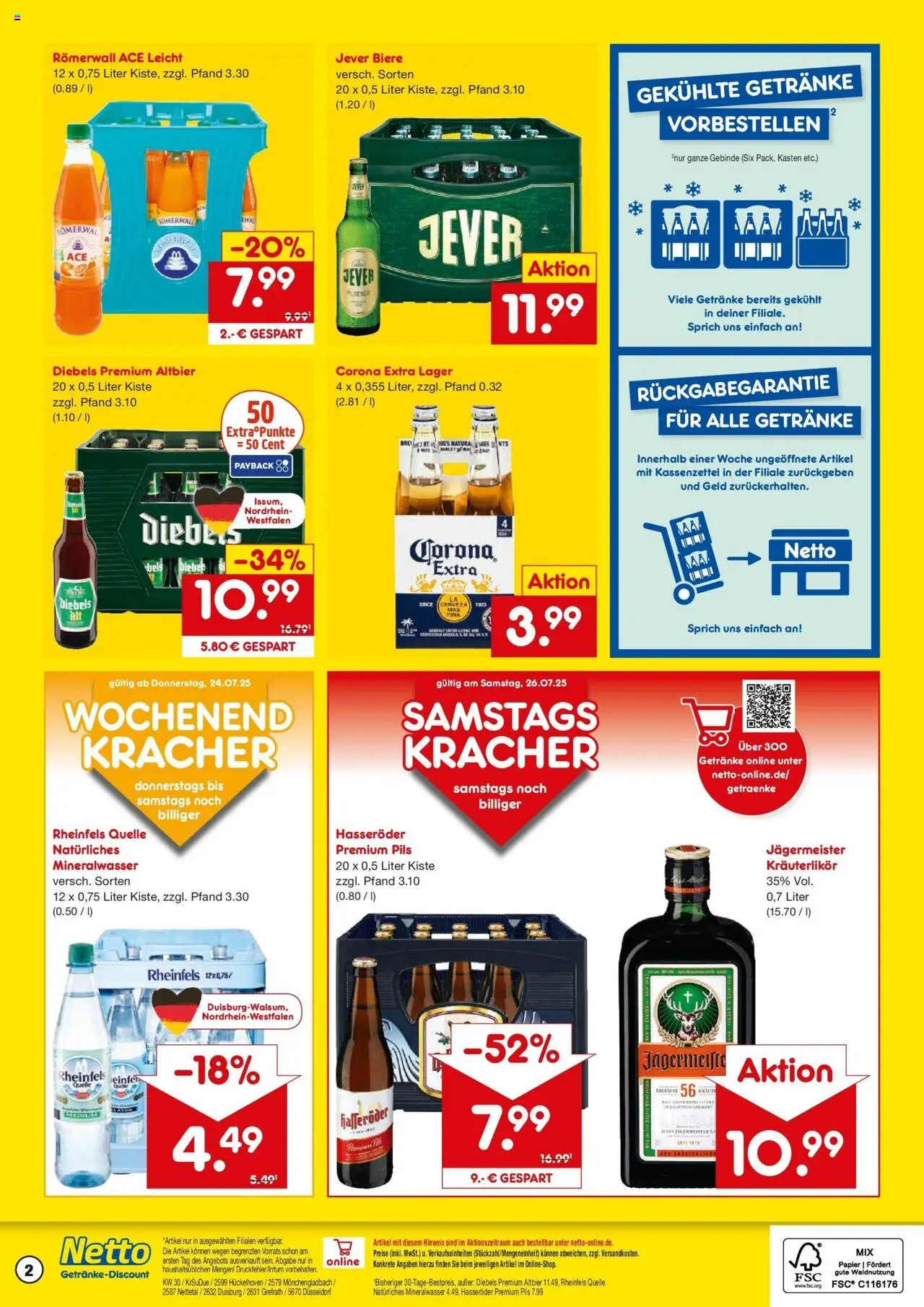 Netto Marken-Discount prospekt Mönchengladbach	 - gültig ab dem 21.07.2025 | Seite: 2 | Produkte: Pils, Diebels, Hasseröder, Rheinfels quelle