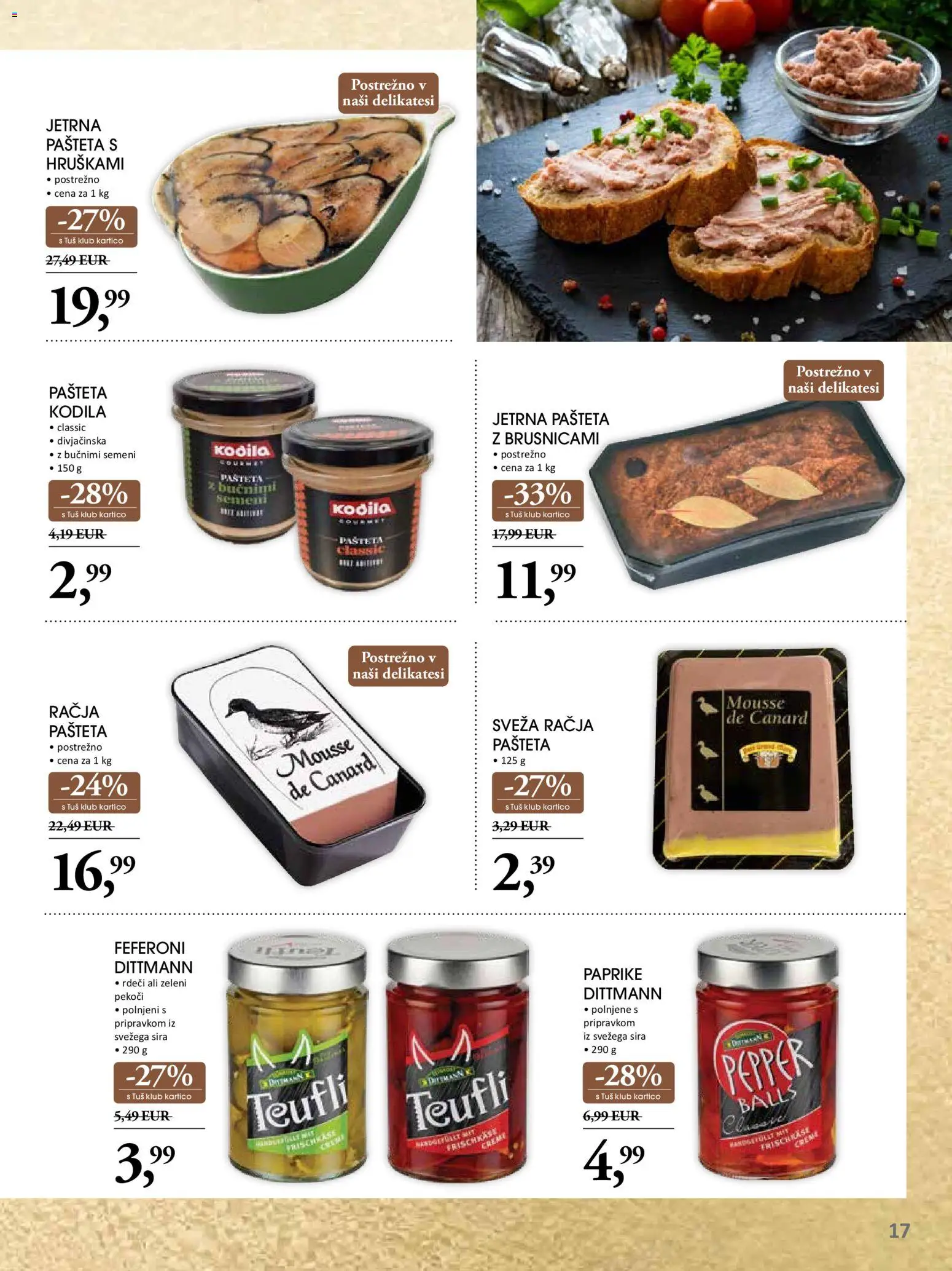 Novi Tuš katalog ponudbe – veljaven od 19.11.2025 | Stran: 17 | Izdelki: Pašteta