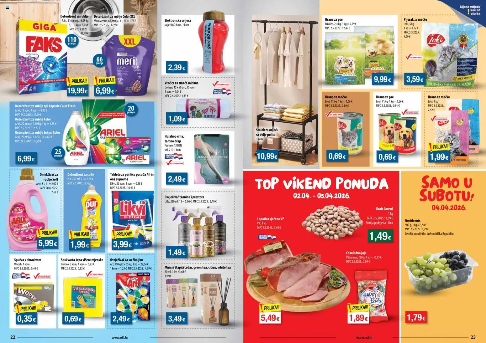 NTL katalog | vrijedi od 01.04.2026 | Stranica: 12 | Proizvodi: Hrana za pse, Deterdžent, Lopatica, Ariel