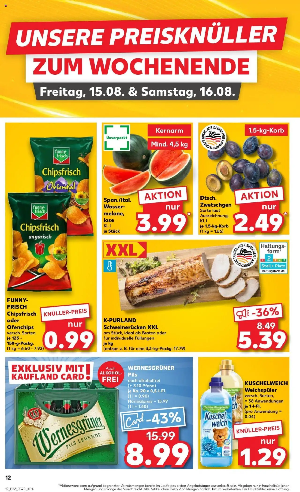 Kaufland prospekt Dresden	 - gültig ab dem 14.08.2025 | Seite: 12 | Produkte: Kuschelweich, Zwetschgen, Wasser, Wassermelone