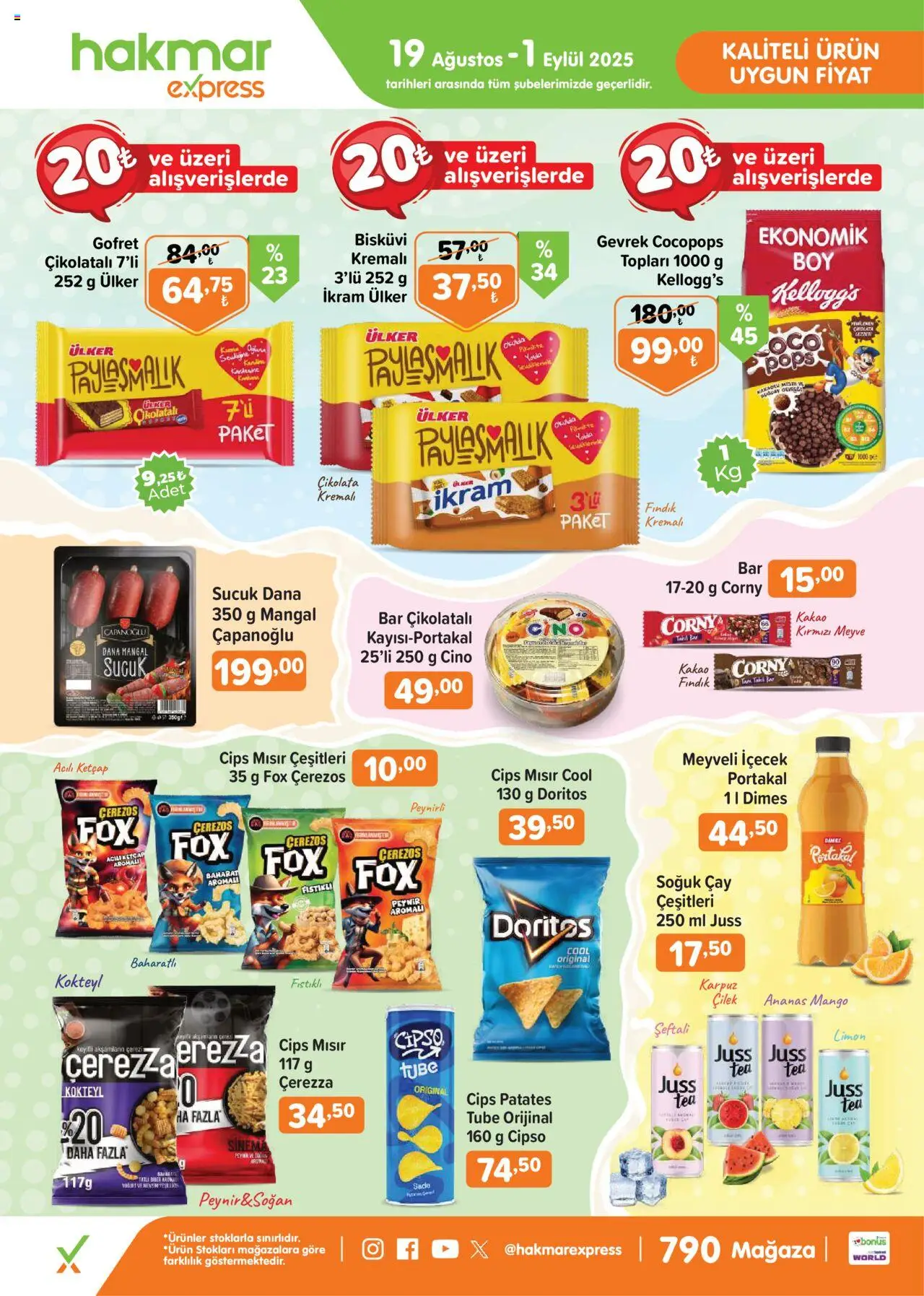 Hakmar Express Salı Aktüel Ürünler - 19.08.2025 tarihinden itibaren geçerlidir | Sayfa: 1 | Ürünler: Cips, Mango, Şeftali, Soğuk çay
