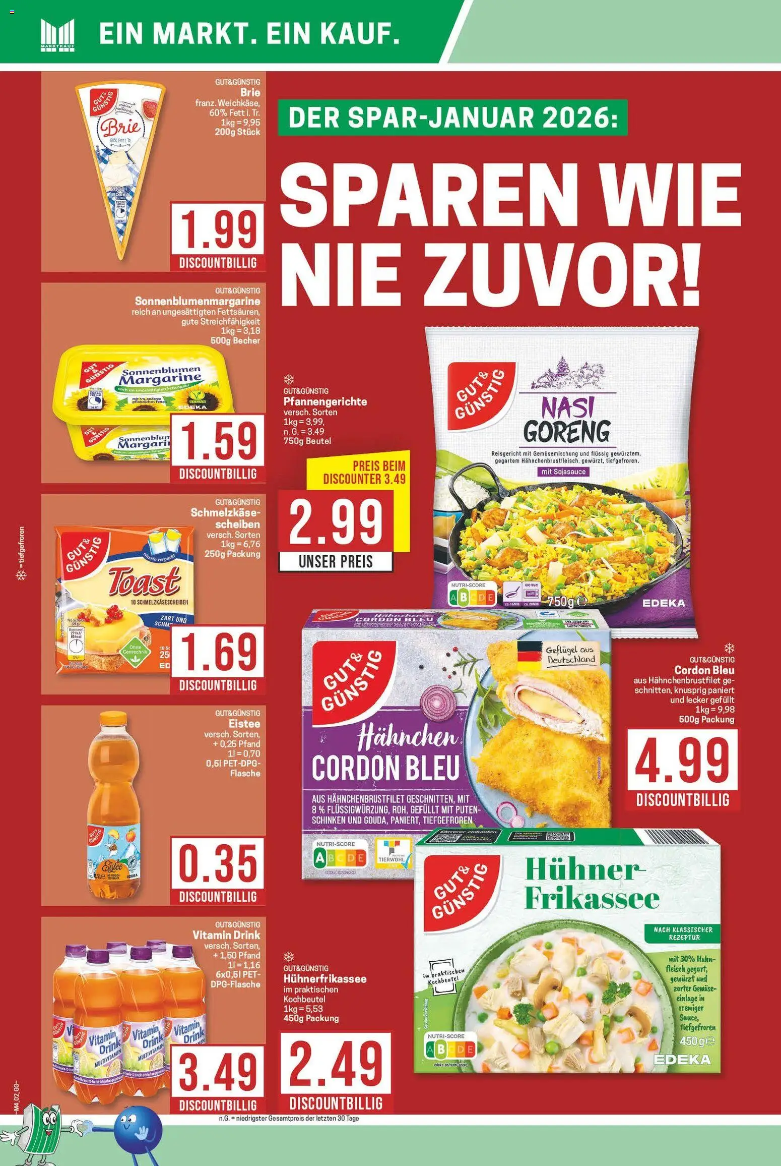 Marktkauf Prospekt 	 – gültig ab 19.01.2026 | Seite: 2 | Produkte: Margarine, Toast, Gemüse, Schinken