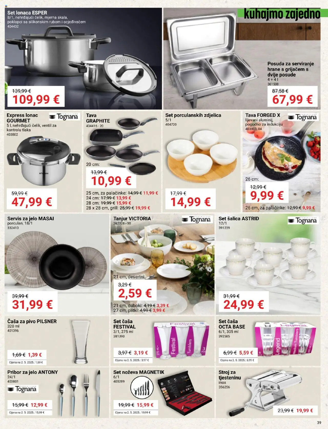 Pevex katalog | vrijedi od 28.08.2025 | Stranica: 39 | Proizvodi: Tognana, Pivo, Šalica, Lonac