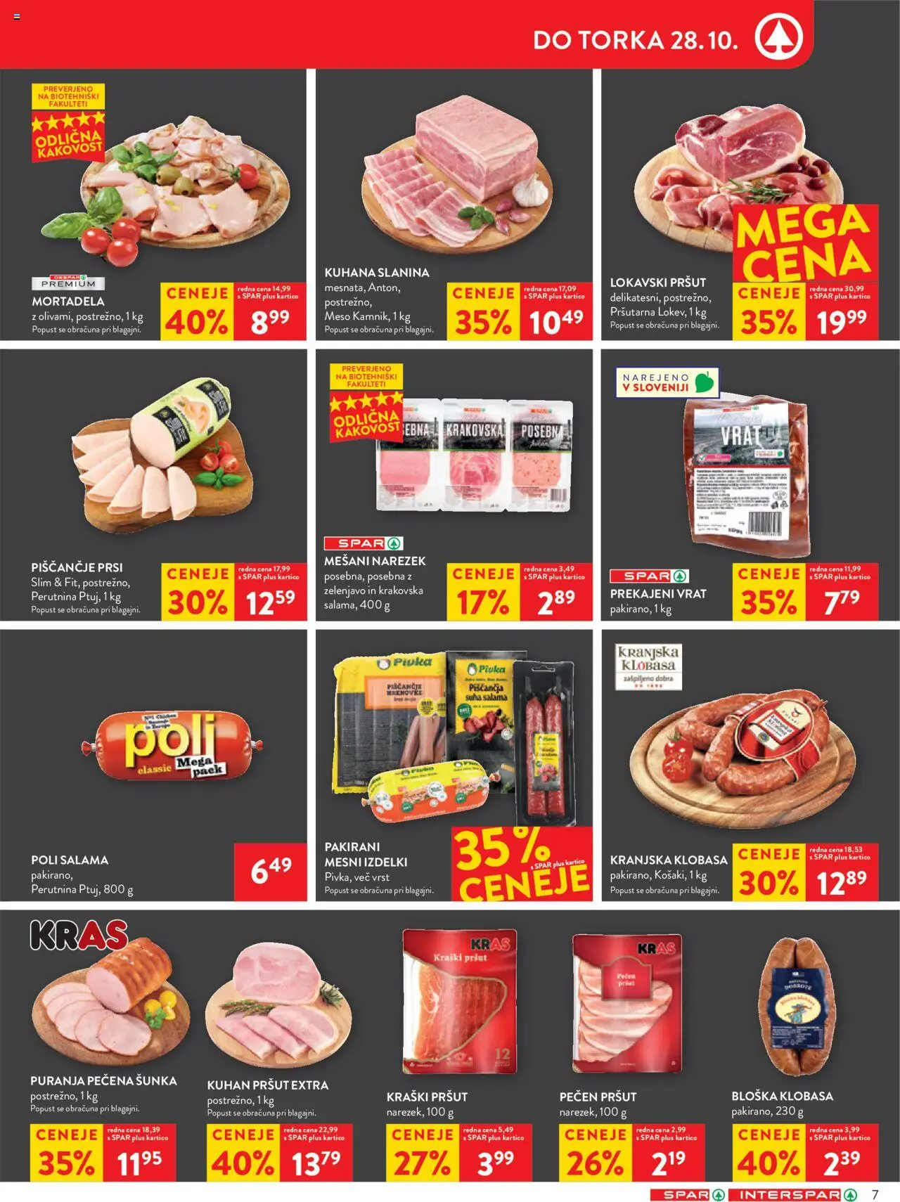 Novi Spar katalog ponudbe – veljaven od 22.10.2025 | Stran: 9 | Izdelki: Pršut, Mortadela, Narezek, Salama