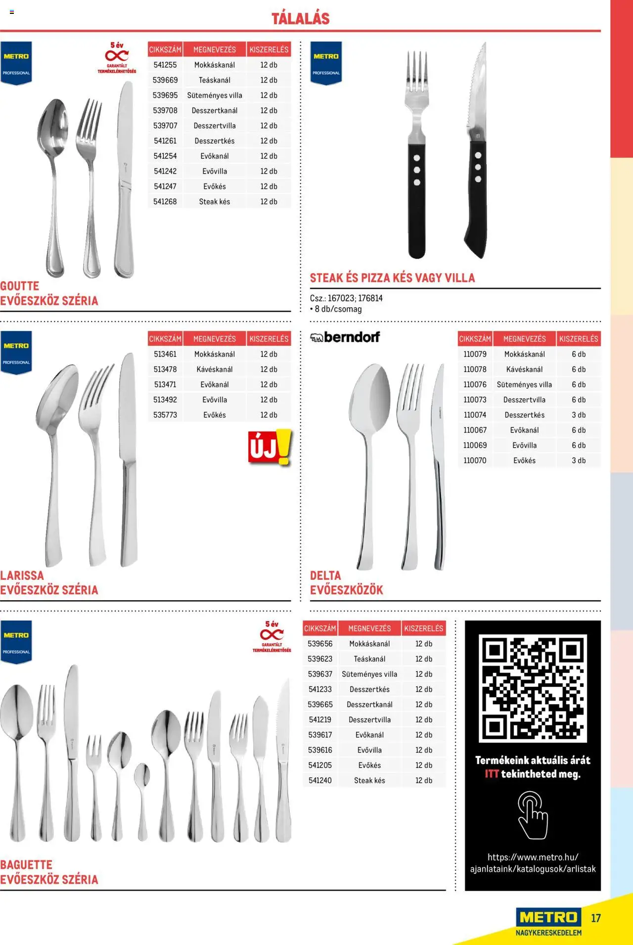 Metro akciós ujság - amely érvényes a következő dátumtól: 17.02.2025 | Oldal: 17 | Termékek: Evőeszköz, Pizza, Kés
