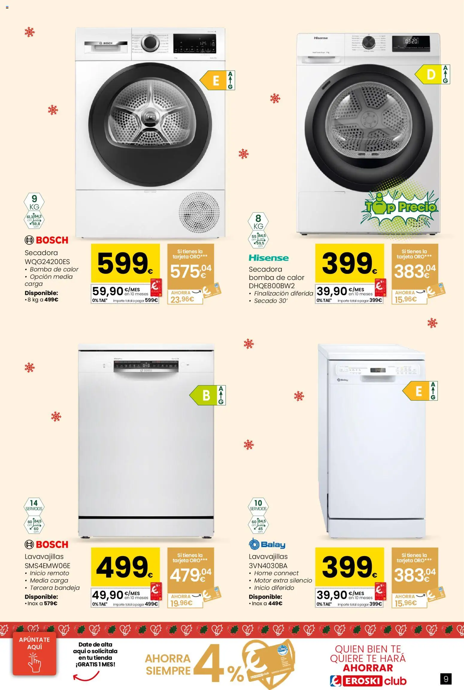 Eroski - Conekta │ válido desde el 18.12.2025 | Página: 9 | Productos: Té, Secadora, Lavavajillas, Bandeja