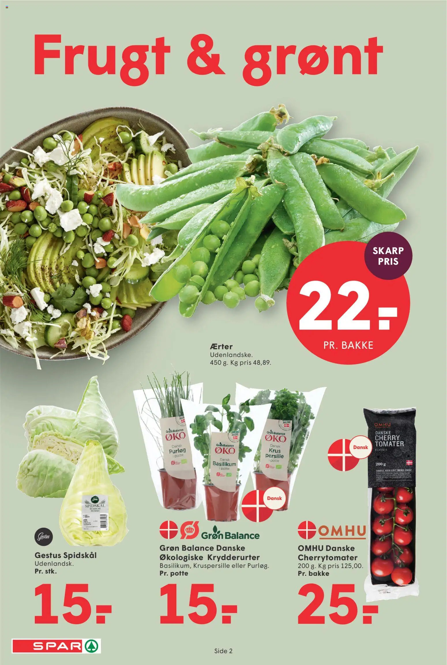 Spar tilbudsavis – gyldig fra 24.04.2026 | Side: 2 | Produkter: Tomater, Ærter, Persille, Basilikum